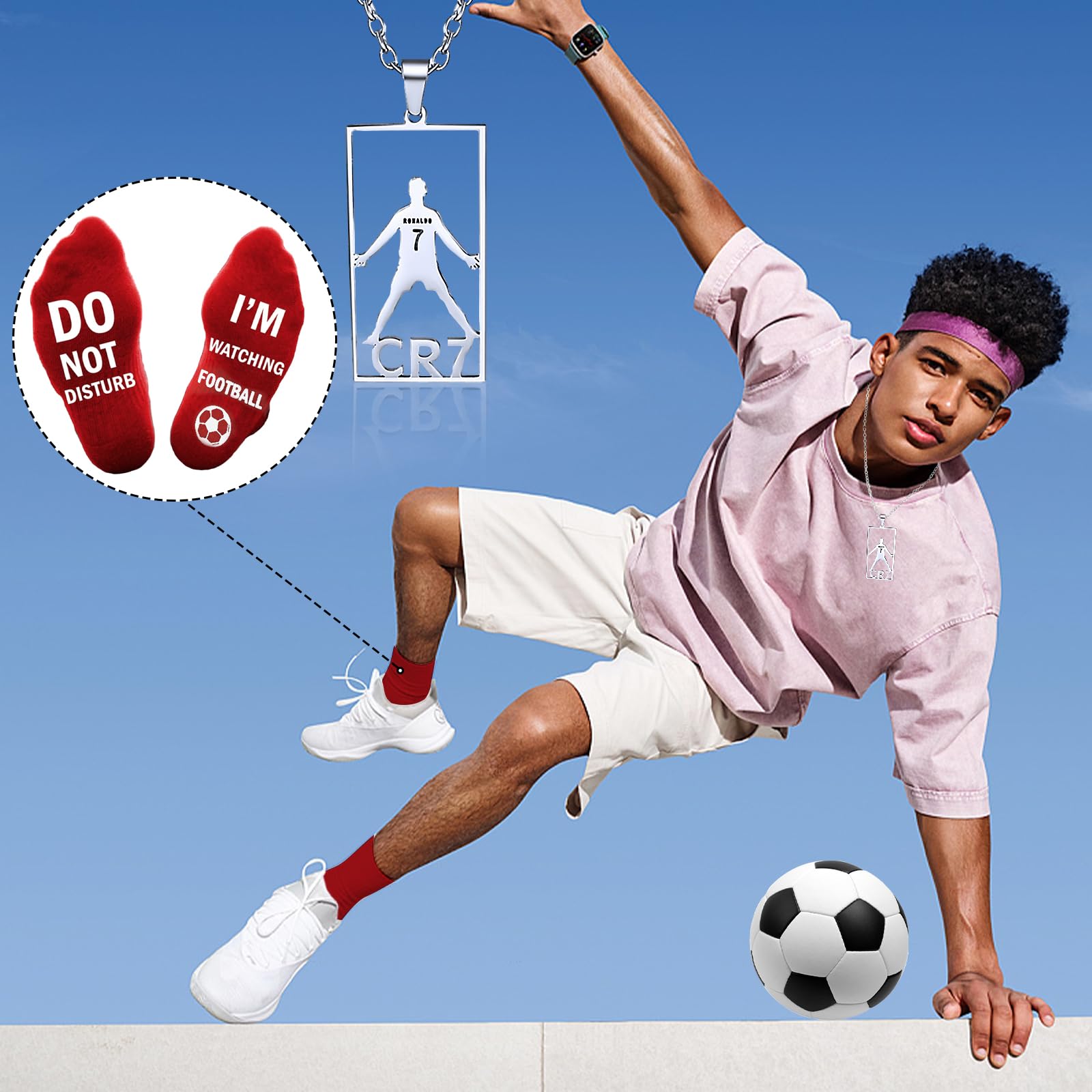 Collier de Football en Acier Inoxydable Pendentif Jersey pour Fans Hommes Garçons