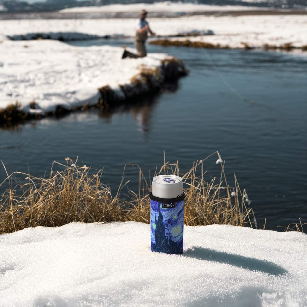 CM Soft Neoprene Slim Can Sleeves Insulators Slim Can Covers with Van Gogh Painting The Starry Night Sunflowers Painting Pattern for 12 Fluid Ounce Energy Drink & Beer Cans - Image 7