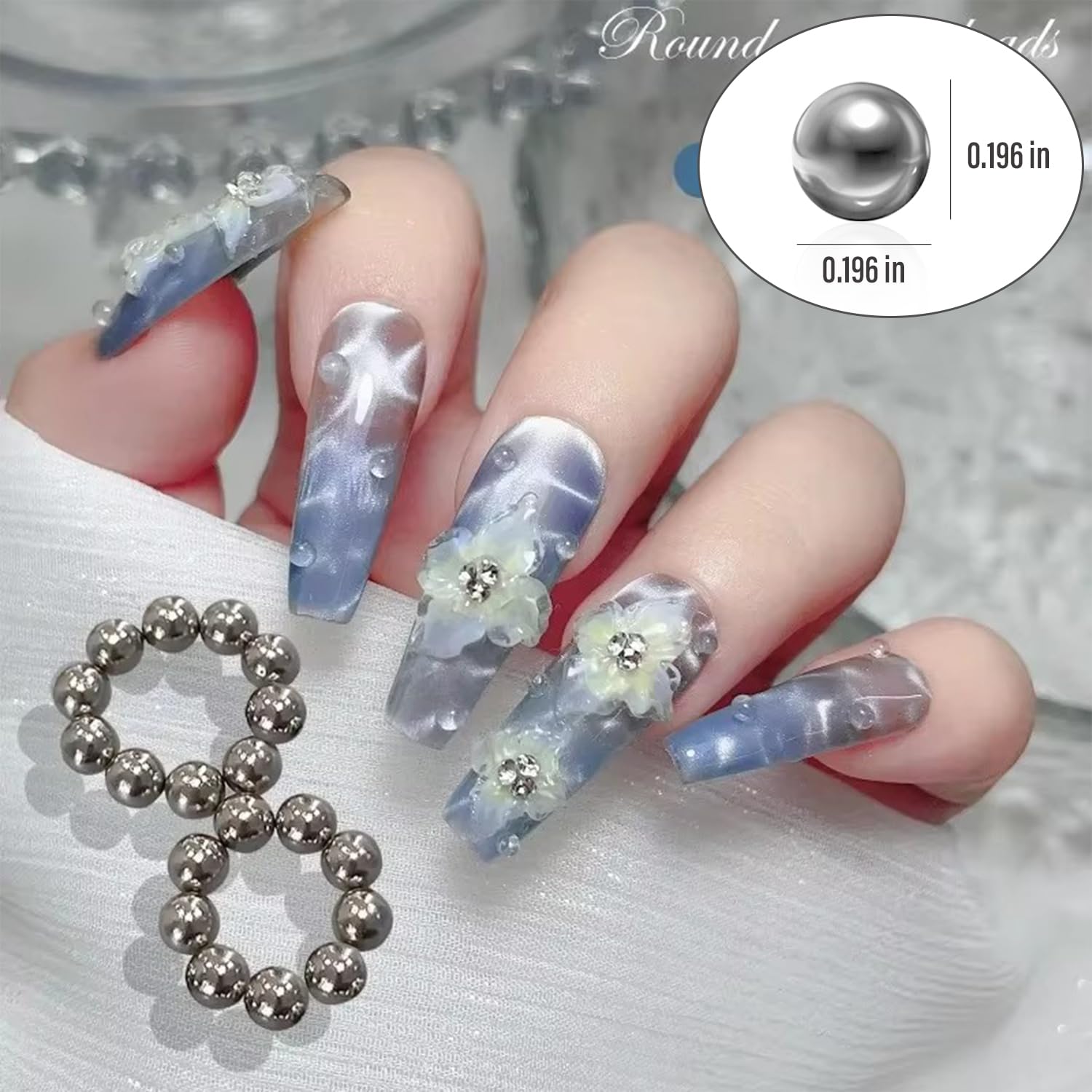 40 Pieces Cat Eye Magnet for Nails Nail Art Round Magnetic Beads Water Ripple Effect Cat Eye Nail Art Magnet Beads for Cat Eye Gel Polish Nail Art（5mm）