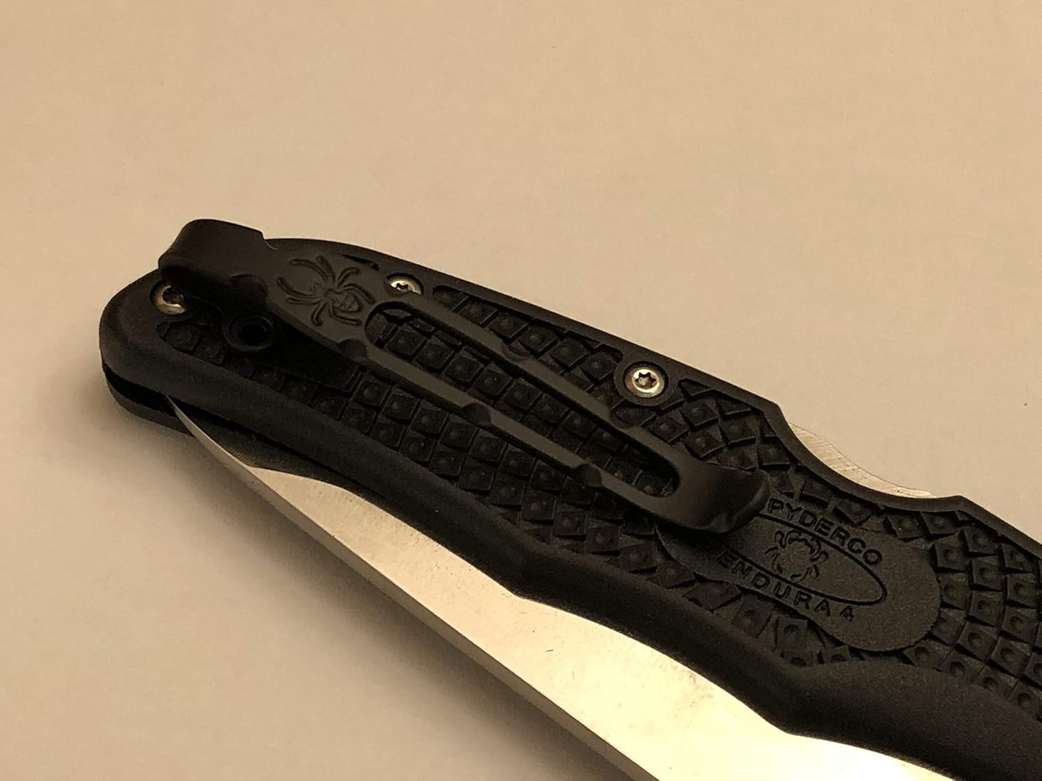 Matte Black Titanium Deep Carry Pocket Clip for Spyderco Endura 4 C10PBK Knife With Spider
