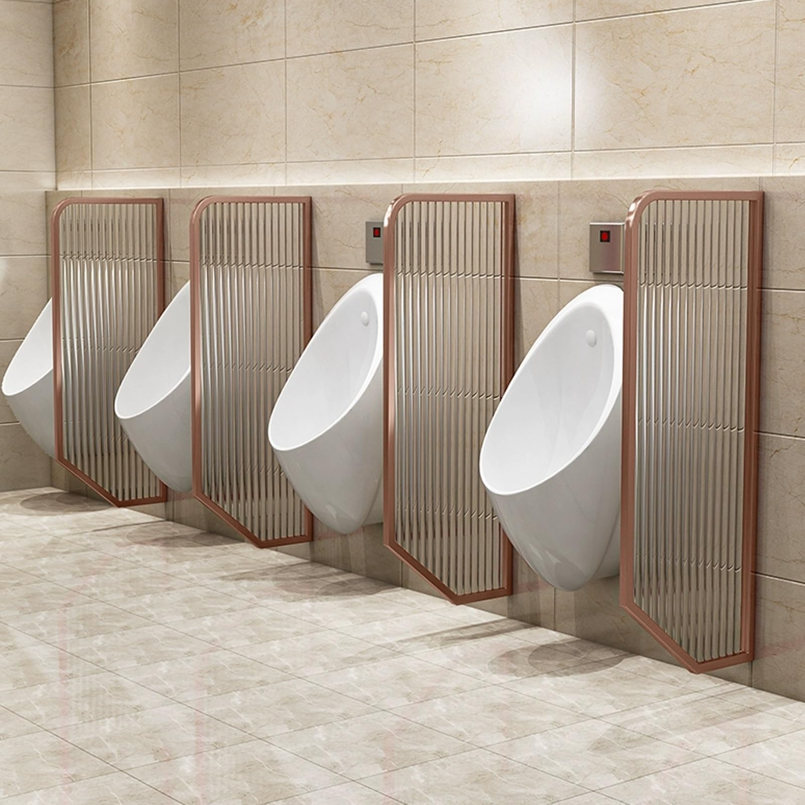 BKSXSOP Urinal partition, Wall-Mounted Baffle, Minimalist Public Restroom Divider, Men's Toilet Partition, Tempered Glass Partition Divider(Rose Gold,3pcs)