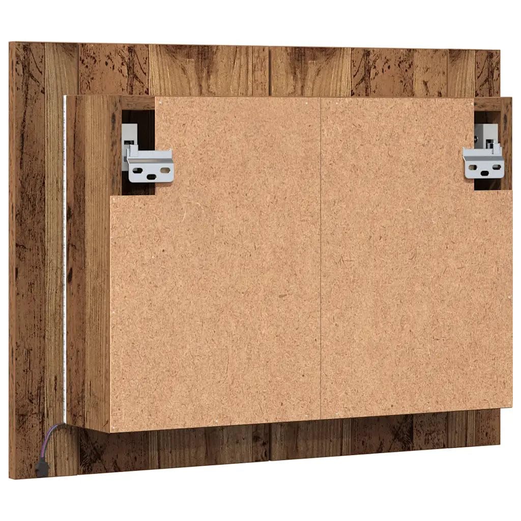 Helloshop26 Armoire à Miroir LED Gain de Place 60 x 12 x 45 cm Style Moderne en Bois d'ingénierie Vieux Bois 02_0050833