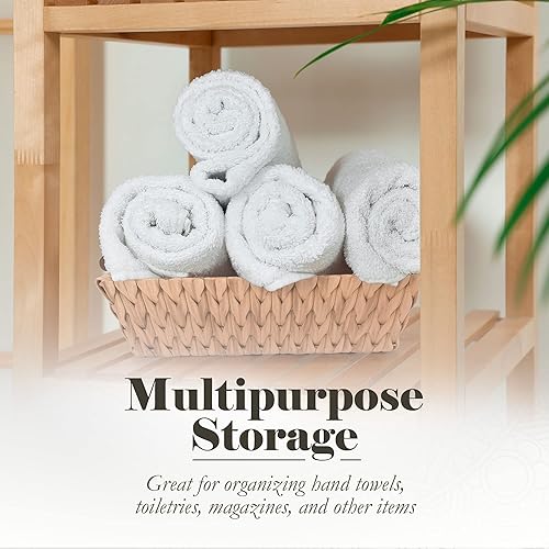 Miniatura 4 de American Atelier Cesta de mimbre de jacinto de agua con asas  Cestas de almacenamiento de mimbre tejidas cuadradas con asas de transporte integradas