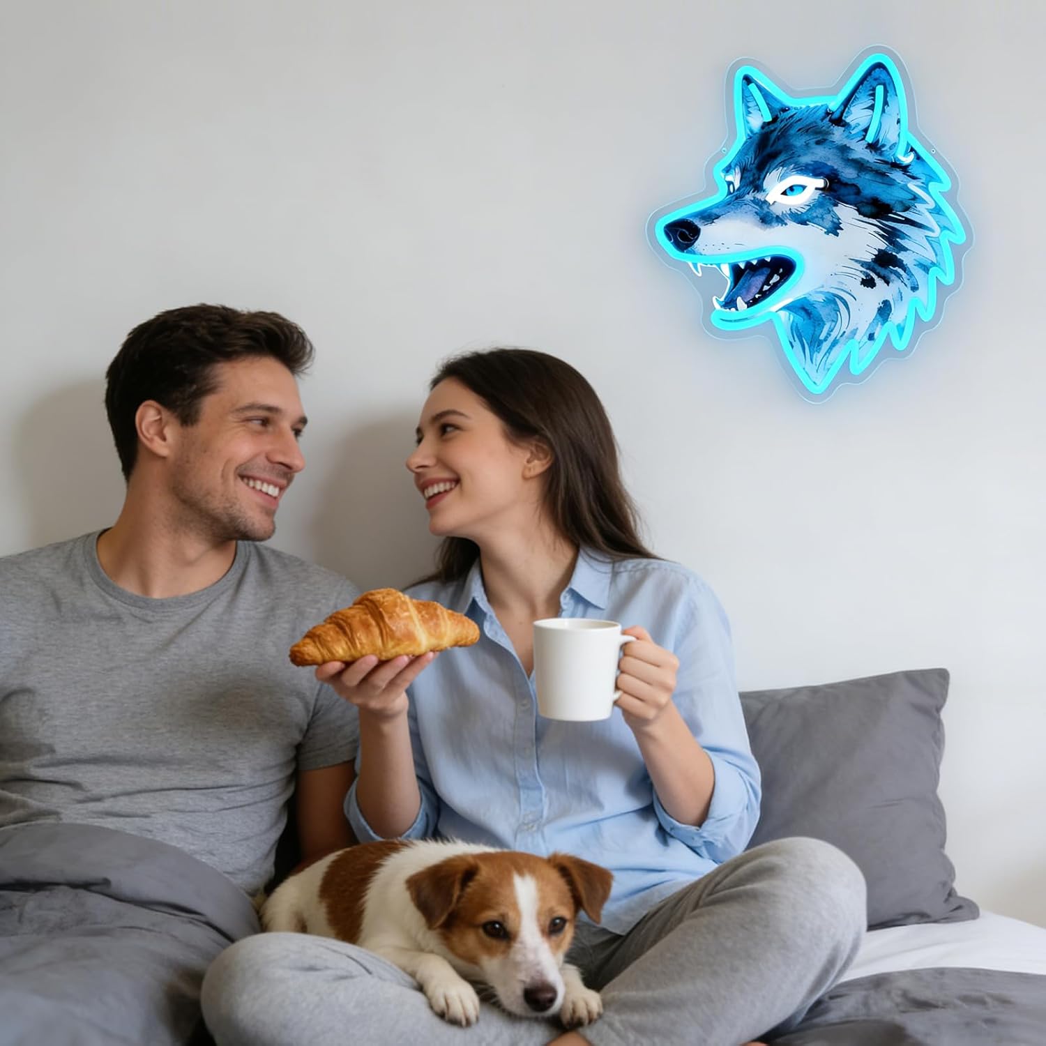 Wolf Neon Sign, UV Printed Dimmable Led Wolf Neon Light Animal Wall Decor Wolf Gifts for Boys Men Bedroom Living Room Man Cave Home Birthday Decoration