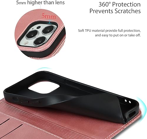 Miniatura 6 de Havaya Funda tipo cartera para iPhone 13 Pro con tarjetero para mujer, iPhone 13 Pro, funda tipo cartera con ranura para tarjeta de crédito, funda