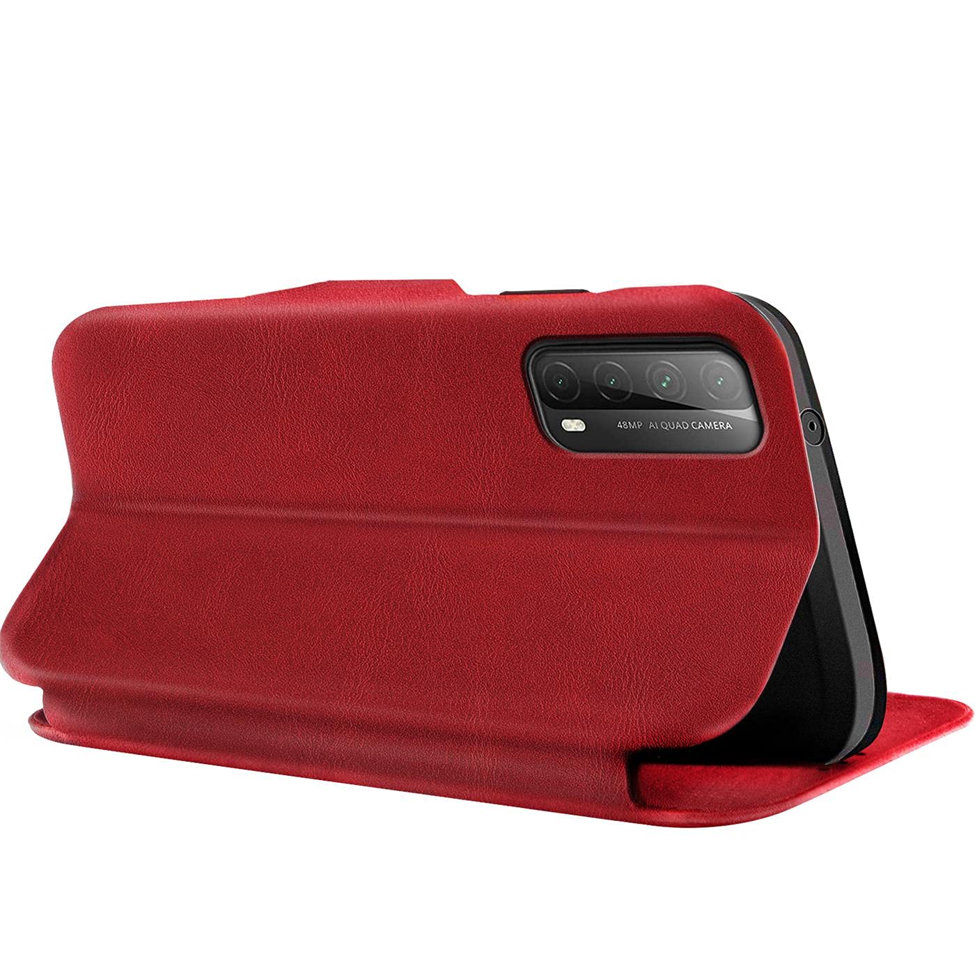 Verco Book Style for Huawei P Smart 2021 Case, Premium Magnetic Flip Cover for P Smart 2021 Wallet Case with Card Slot, Red - Image 4