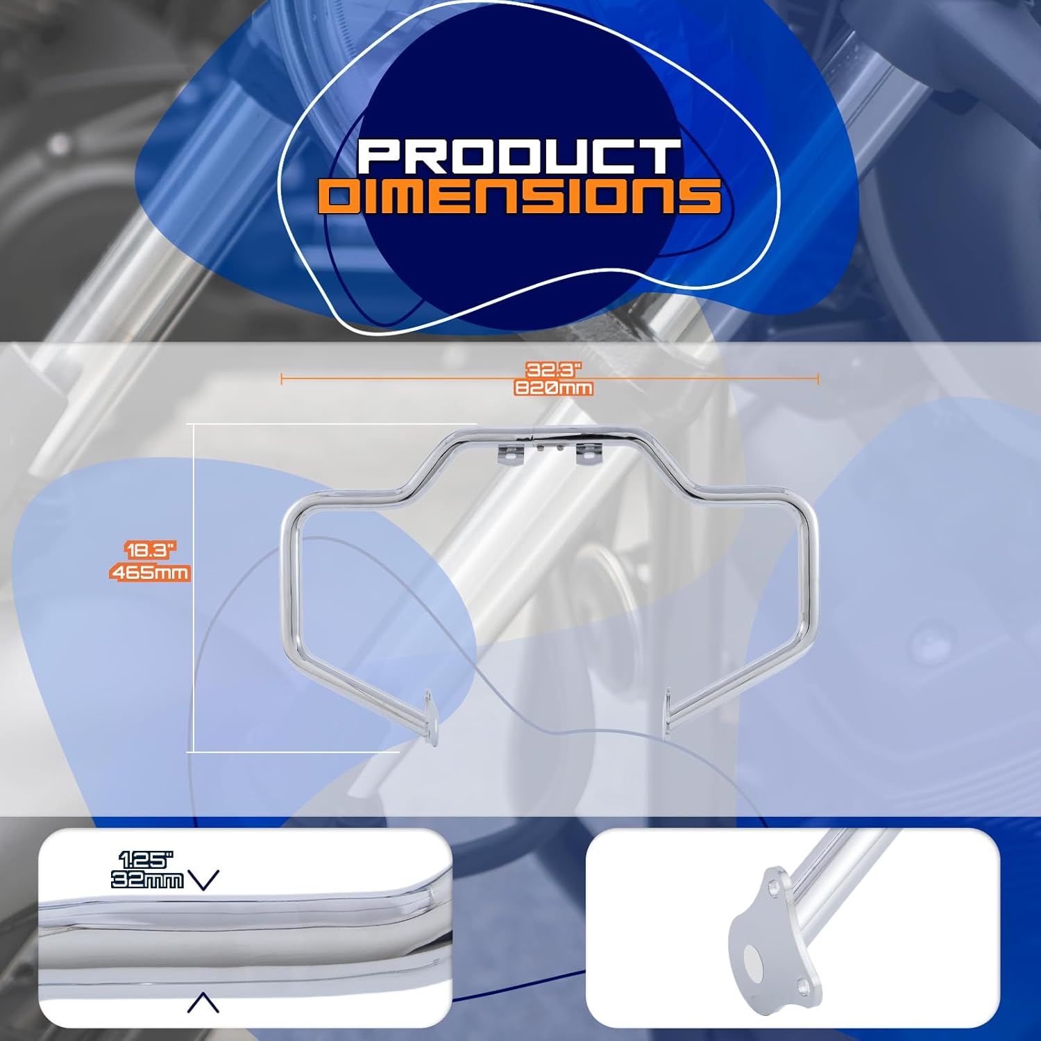 Mustache Crash Bar Engine Guard Highway Freeway Bar for Honda VT1300 Interstate Sabre Stateline 1300 VT1300CR VT1300CRA VT1300CS VT1300CSA VT1300CT VT1300CTA (Chrome)