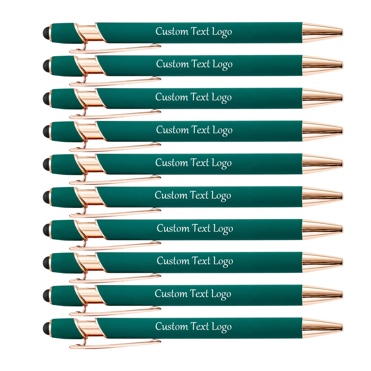 HEYZARDA Personalised Ballpoint Pens with Name Text Logo Custom for Office Business Bulk, green 50 Pc