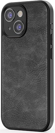 Compatible with iPhone 13 Mini Case, Slim PU Leather Vintage Shockproof Phone Case Cover Lightweight Premium Soft TPU Bumper Hard PC Hybrid Protective Case 5.4 inch Black