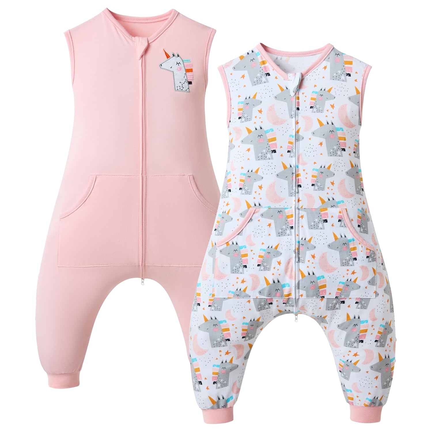 WONDAY Toddler Sleep Sack with Legs,Toddler Sleep Sacks,0.5T Sleeveless Baby Sleep Bag Wearable Blanket,with Feet(2T-3T)