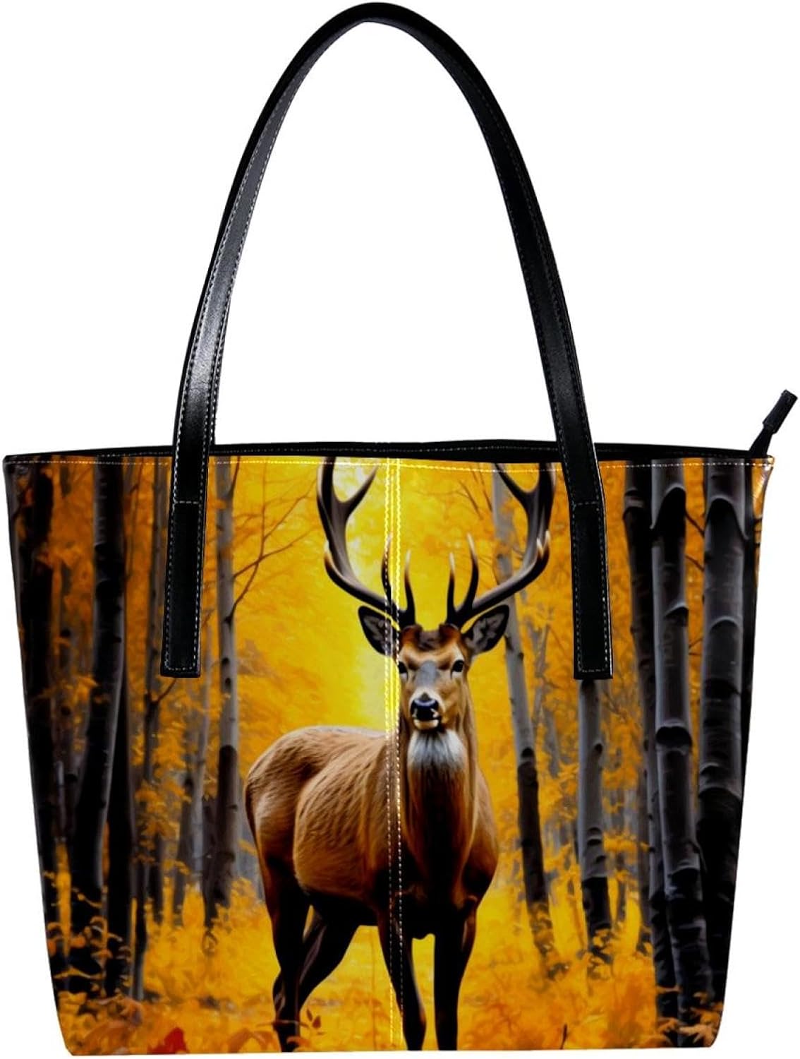 [YTYVAGT] 女性用財布、トートバッグ美学、レディーストートハンドバッグ,秋の森の鹿