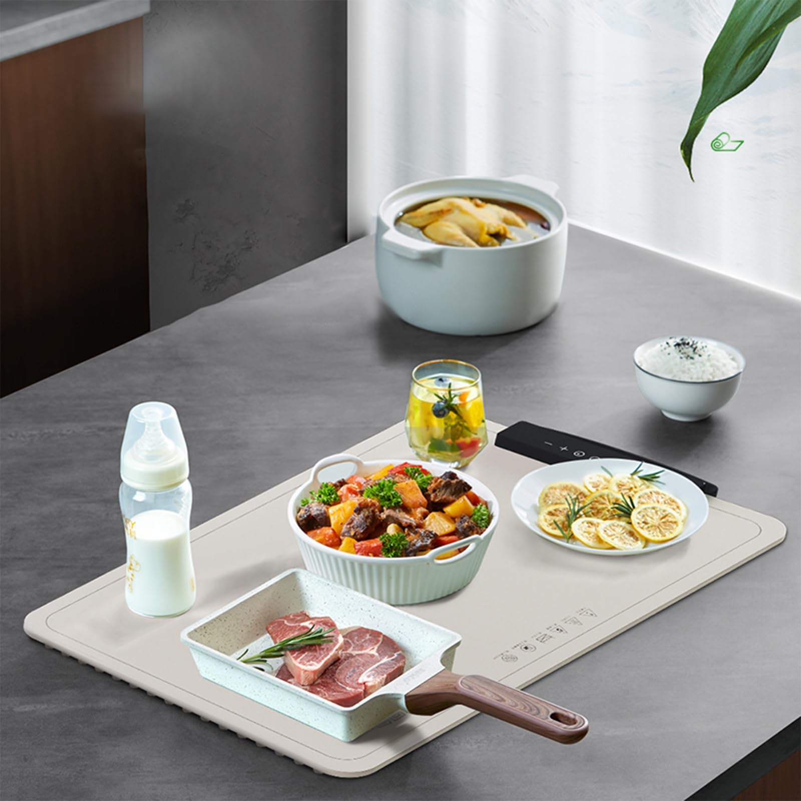 Bandeja calefactora eléctrica con temperatura ajustable 2024 Nueva actualización Bandeja calefactora eléctrica Calentador de alimentos plegable Bandejas calefactoras eléctricas de silicona de calentam
