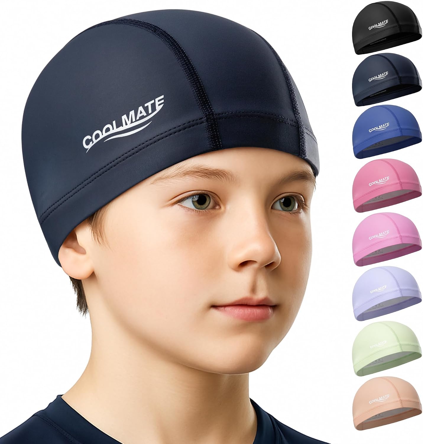 COOLMATE Fabric Swim Cap for Women, Men & Kids, Lightweight, 1 Pack