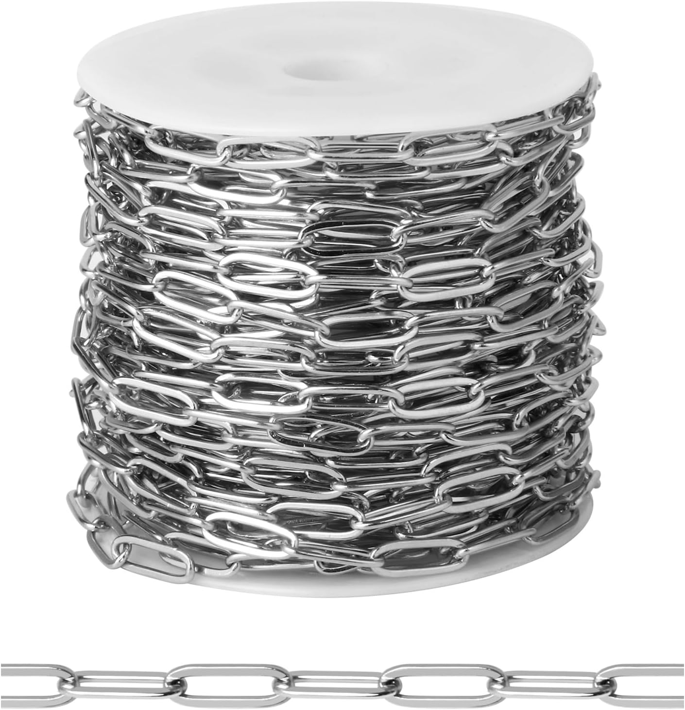 [33FT] 18K Gold Plated Paperclip Chains for Jewelry Making, 2.5mm Wide 304 Stainless Steel Paperclip Link Chain Roll Bulk for DIY Jewelry Making Craft