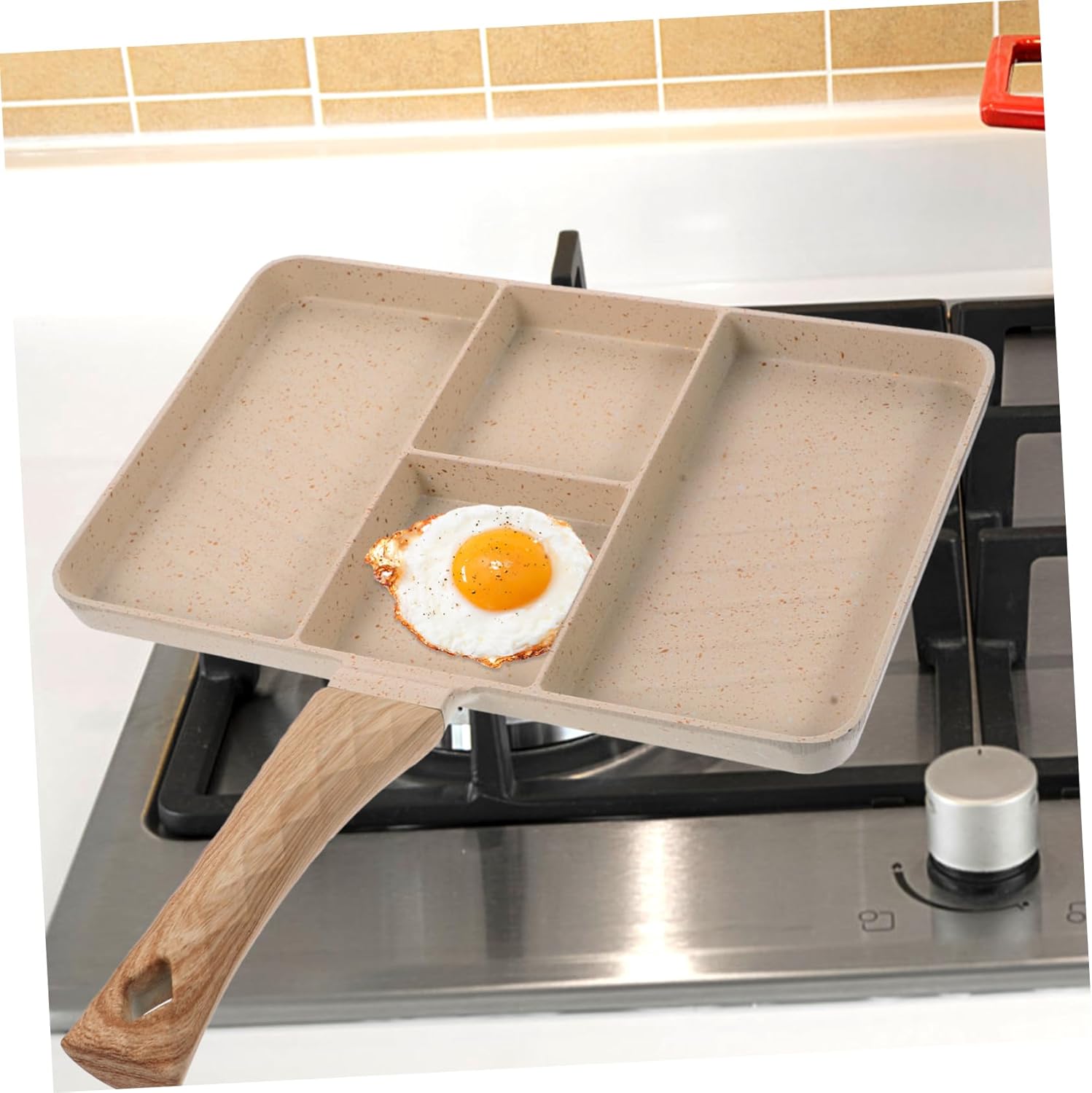 VALICLUD Nonstick Breakfast Egg Pan with Multiple Grooves Ergonomic Handle Versatile Steak and Frying Skillet for and Cleaning