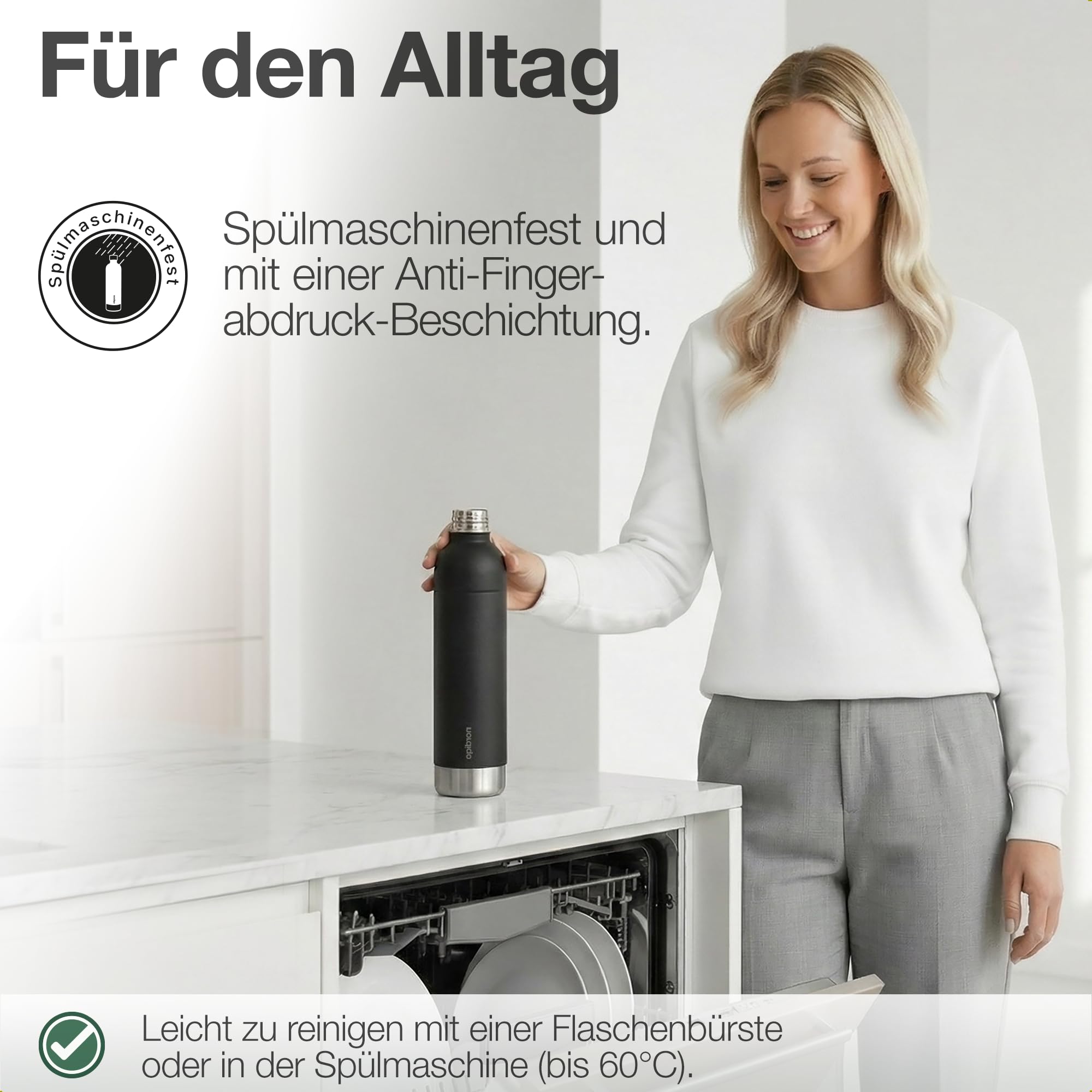 Edelstahl Sprudelflasche 1L | Kompatibel mit Aarke Carbonator 3, SodaStream Duo & Kunststoffflaschen | Nicht für Crystal & Jet | Kein Ablaufdatum | Plastikfrei | 2x Schwarz