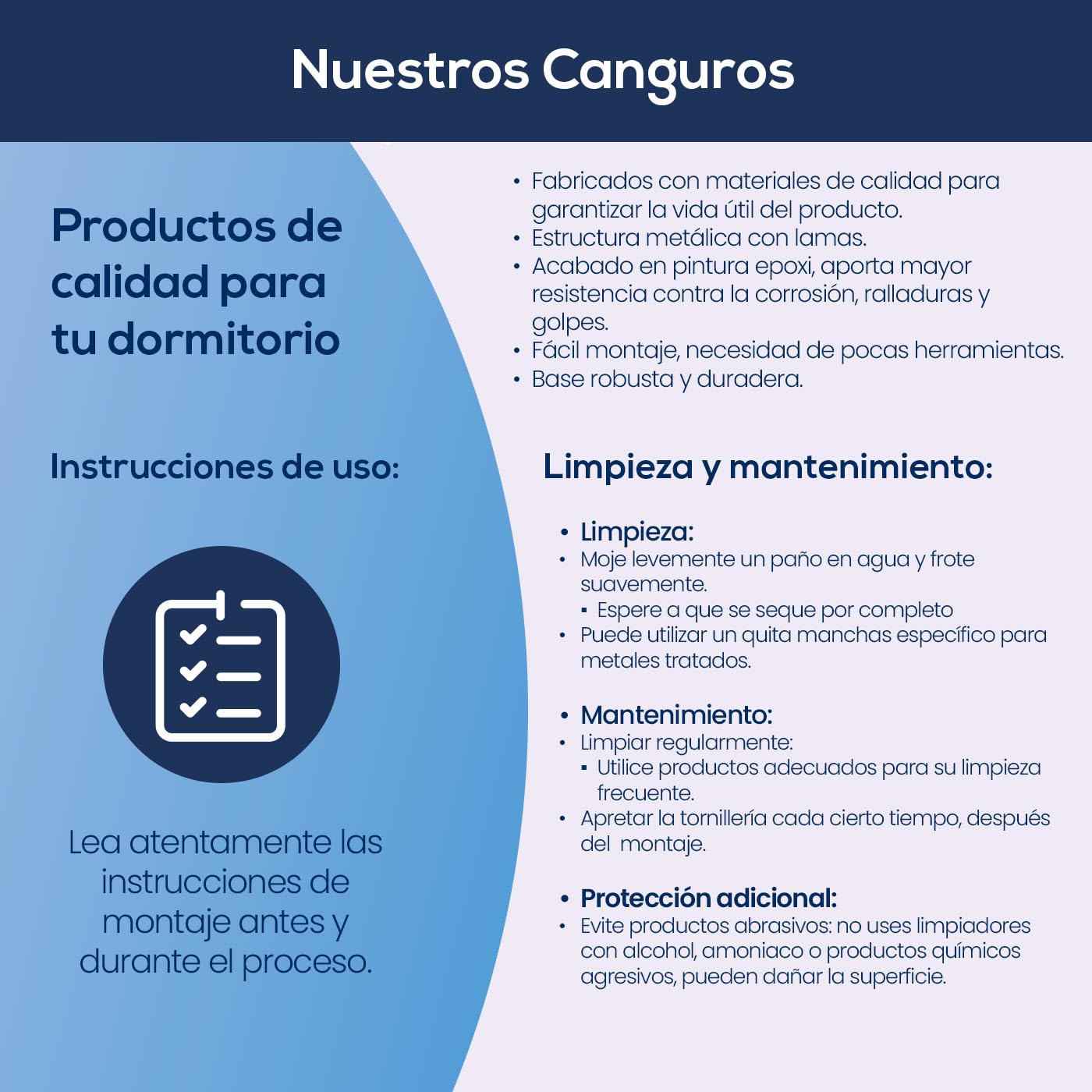 Duérmete Online - Canguro Reforzado Completo, Cama Nido Anti-Ruido con 2 Somieres de Láminas Anchas de 90 x 190