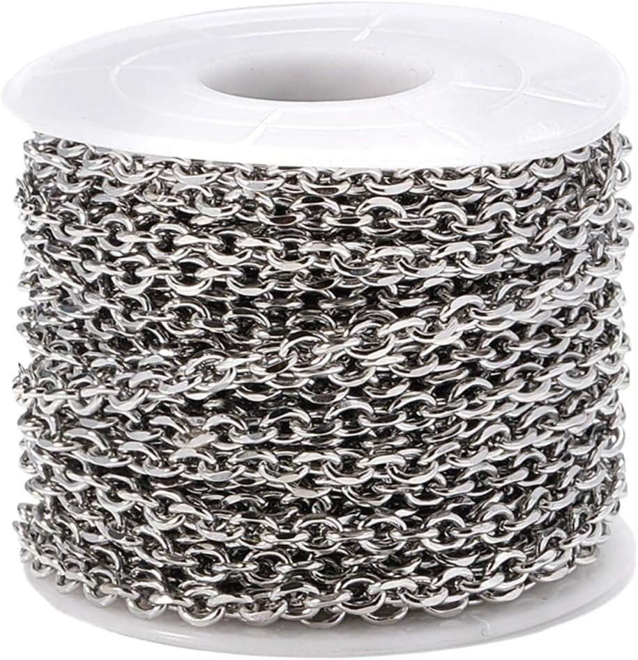 Metal Iron Necklace Chains 5pcs 1meter/lot Stainless Steel Cable Bulk Chains for Jewelry Making DIY Craft Supplies(5x14mm Cube Chain)