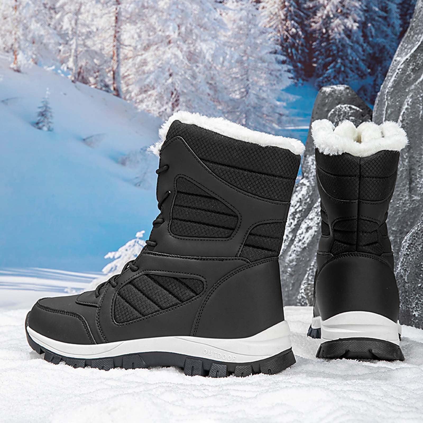 Bottes de Neige Femme Hiver Chaudes Bottes Fourrées Femme Mi-Mollet Confortable Botte de Neige Imperméable Snow Boots Fourrées de Ski Chaussures de Randonnée Antidérapantes Bottine Chaussure Hiver