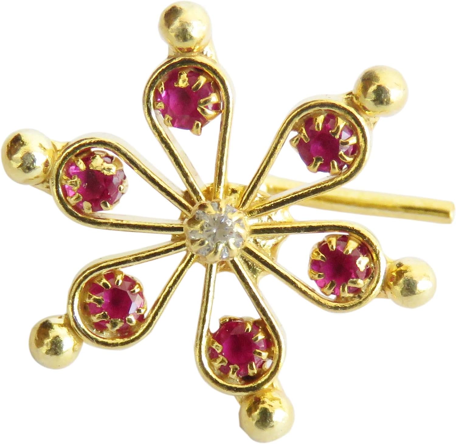 Gold Plated Jewelry Flower Nose Hoop Indian Nose Ring Traditional Nose Stud Diamond Nose Piercing Gift For Her Indian Nose Stud