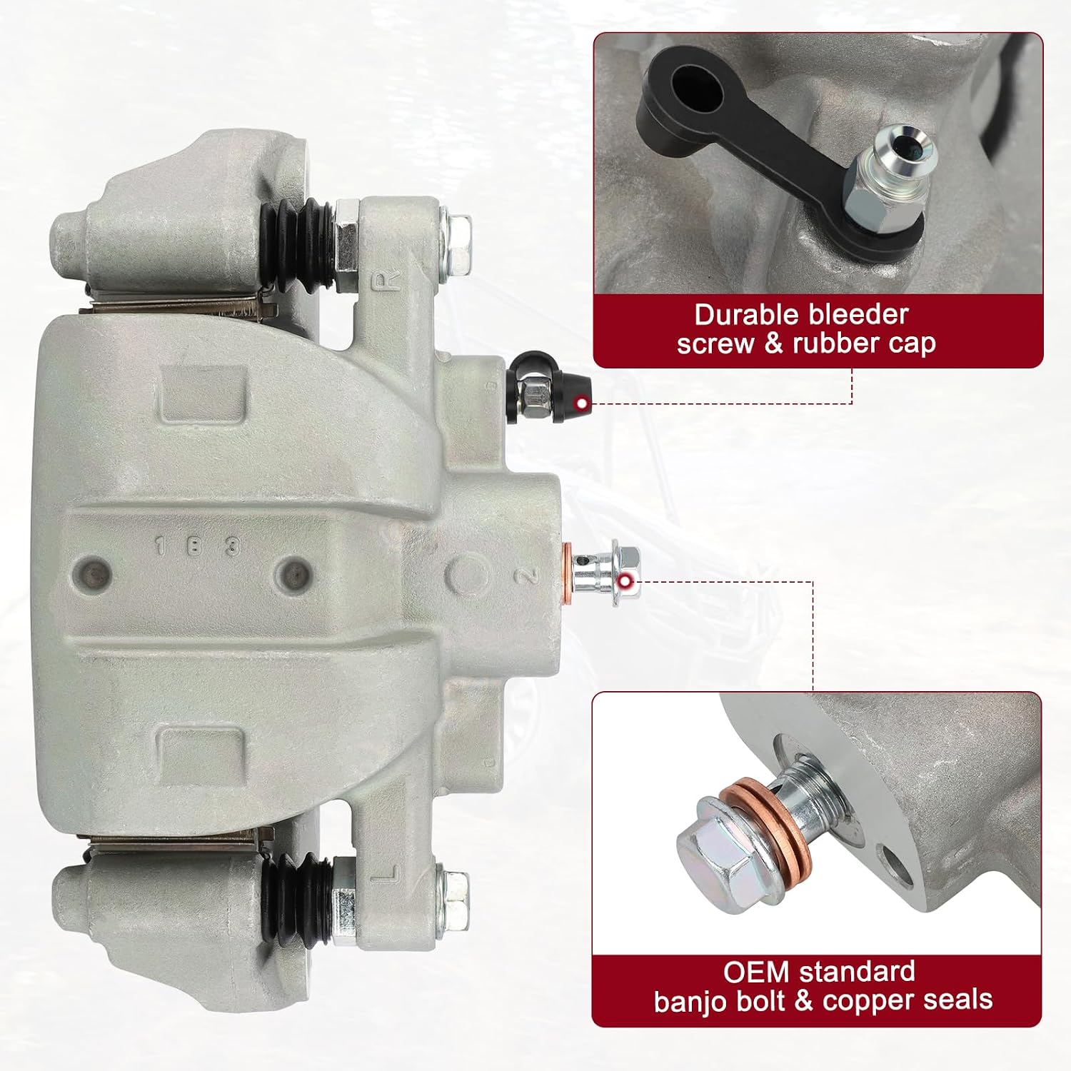 M MATI Front Left & Right Disc Brake Caliper with Sintered Pads for Honda Pioneer 1000 Talon 1000 1000X 1000R SXS1000 2016-2023 45150-HL4-A01 45250-HL4-A01