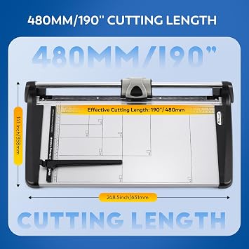 CGOLDENWALL A3 Industrial Paper Cutter 15 Sheets Capacity with Side Ruler A3-A6 Cutting Line Guide and Safety Protection Large Cutting Machine for Paper Photo Craft Paper PVC Etc (A3)