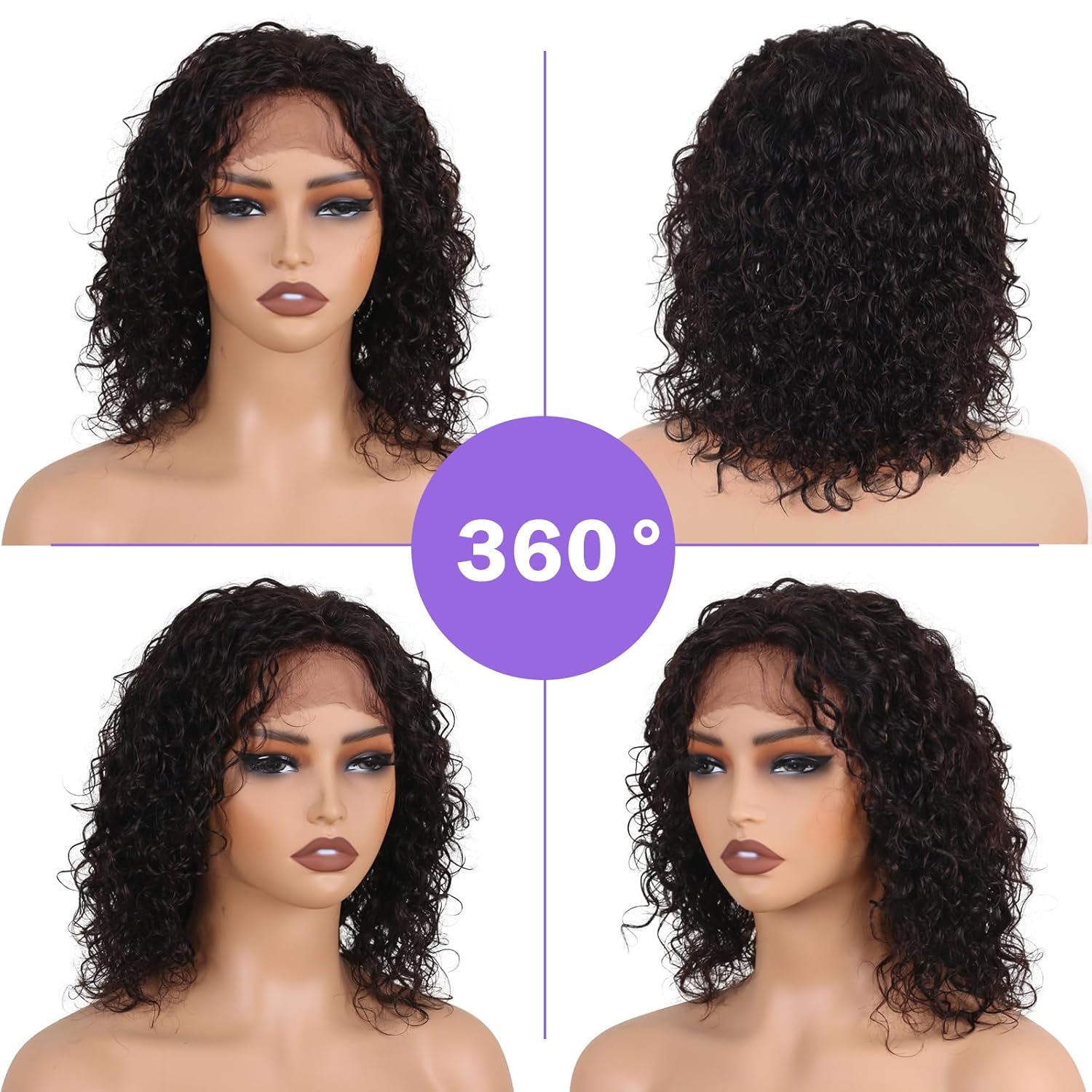 14 Inch Deep Curly Wigs Human Hair 13x2 Lace Front Wig with Pre Plucked 180 Density with Baby Hair, Jerry Curly Beginner-Friendly Glueless Wig for Black Women Natural Color