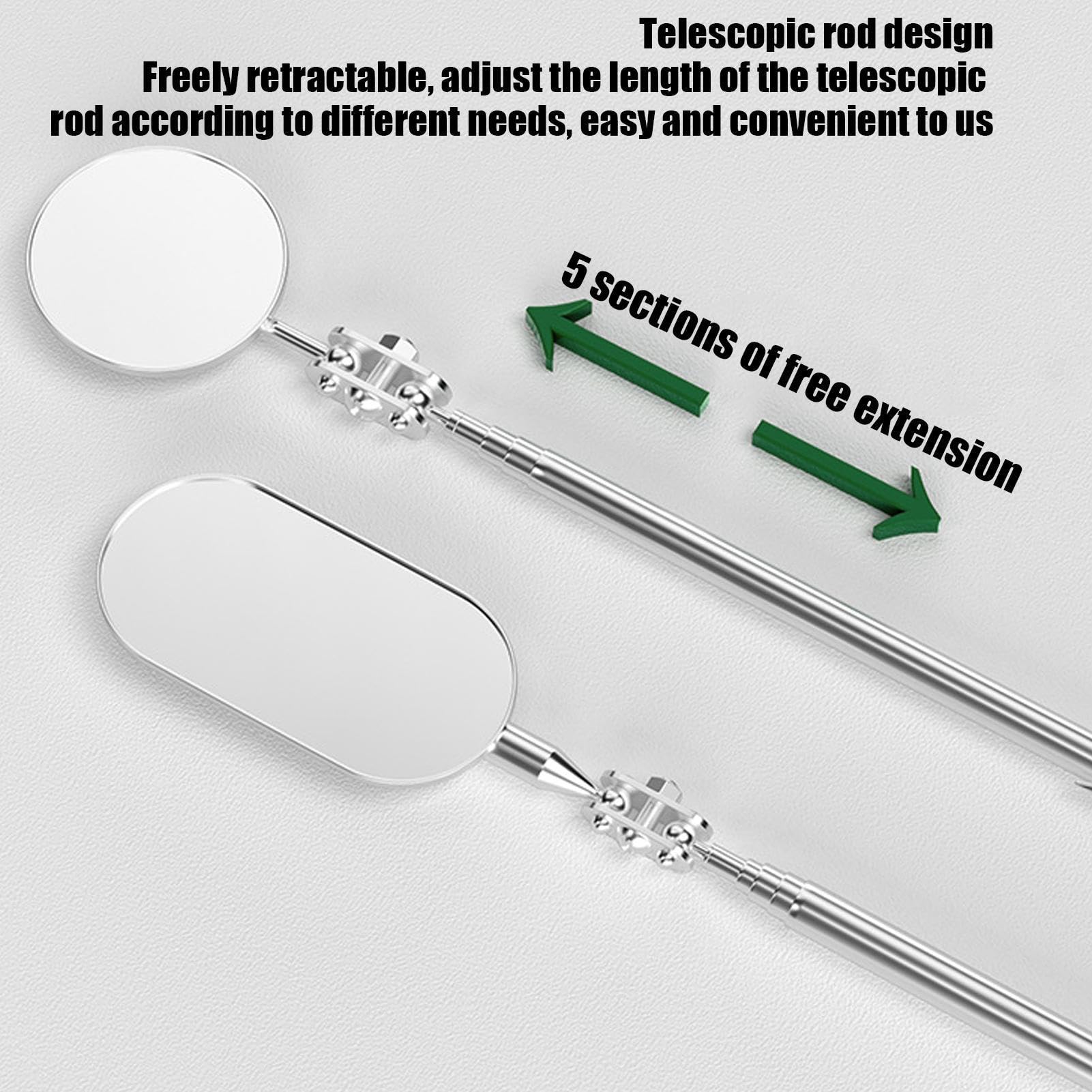 Lustro teleskopowe - lusterko kontrolne samochodu z wyciąganym uchwytem | Solidne akcesorium z ergonomicznym uchwytem do mechaniki samochodowej i naprawy domu