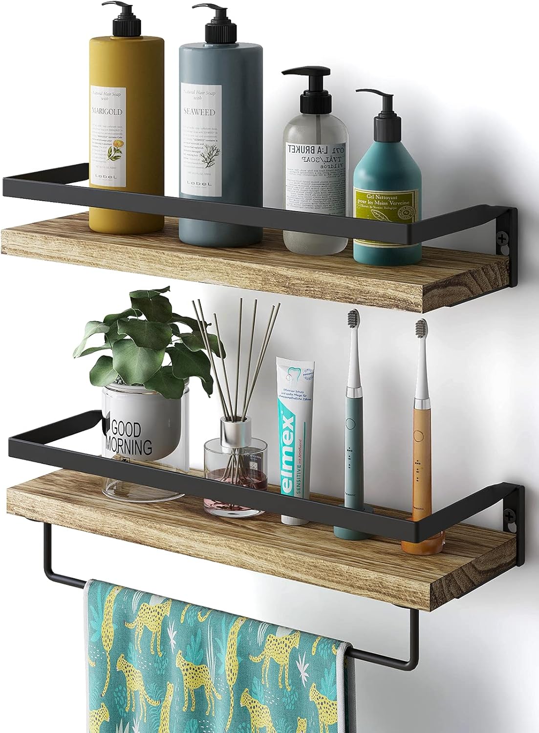 AMADA HOMEFURNISHING Floating Shelves, Rustic Wall Shelves Set of 2