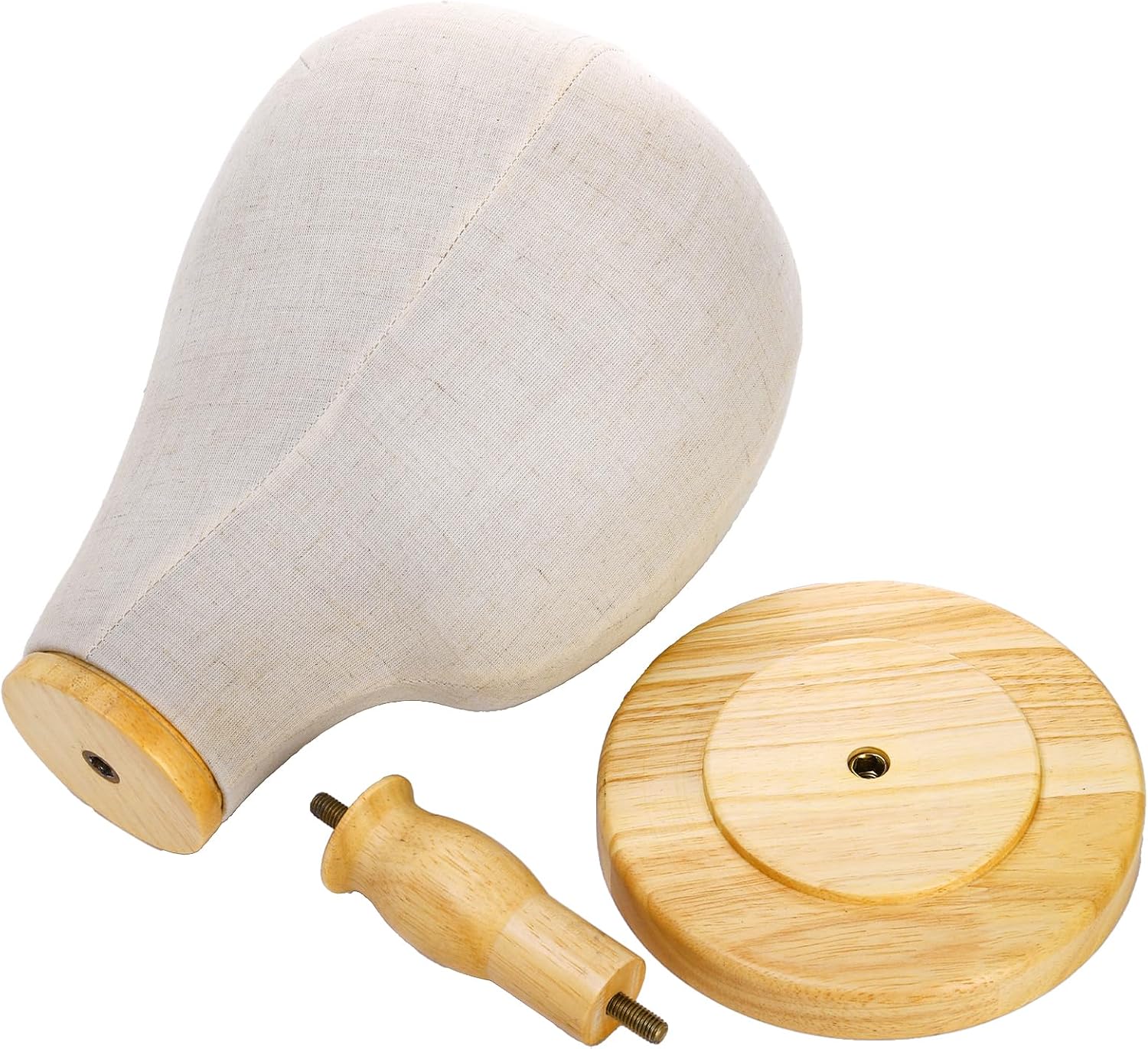 Peohud 21 Inch Mannequin Head, Canvas Wig Stand with Detachable Wood Stand, Linen Hat Display Model Head for Caps, Headdress, Wig Making