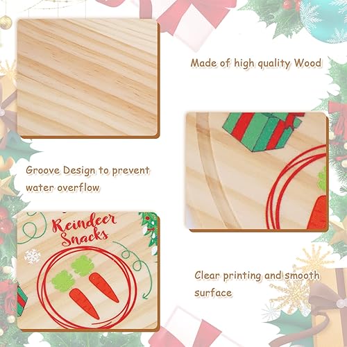 Miniatura 3 de AnyDesign Plato redondo para galletas de Papá Noel, plato redondo de madera de Papá Nochebuena, tablero de regalo de Santa Claus, tapete de bandeja