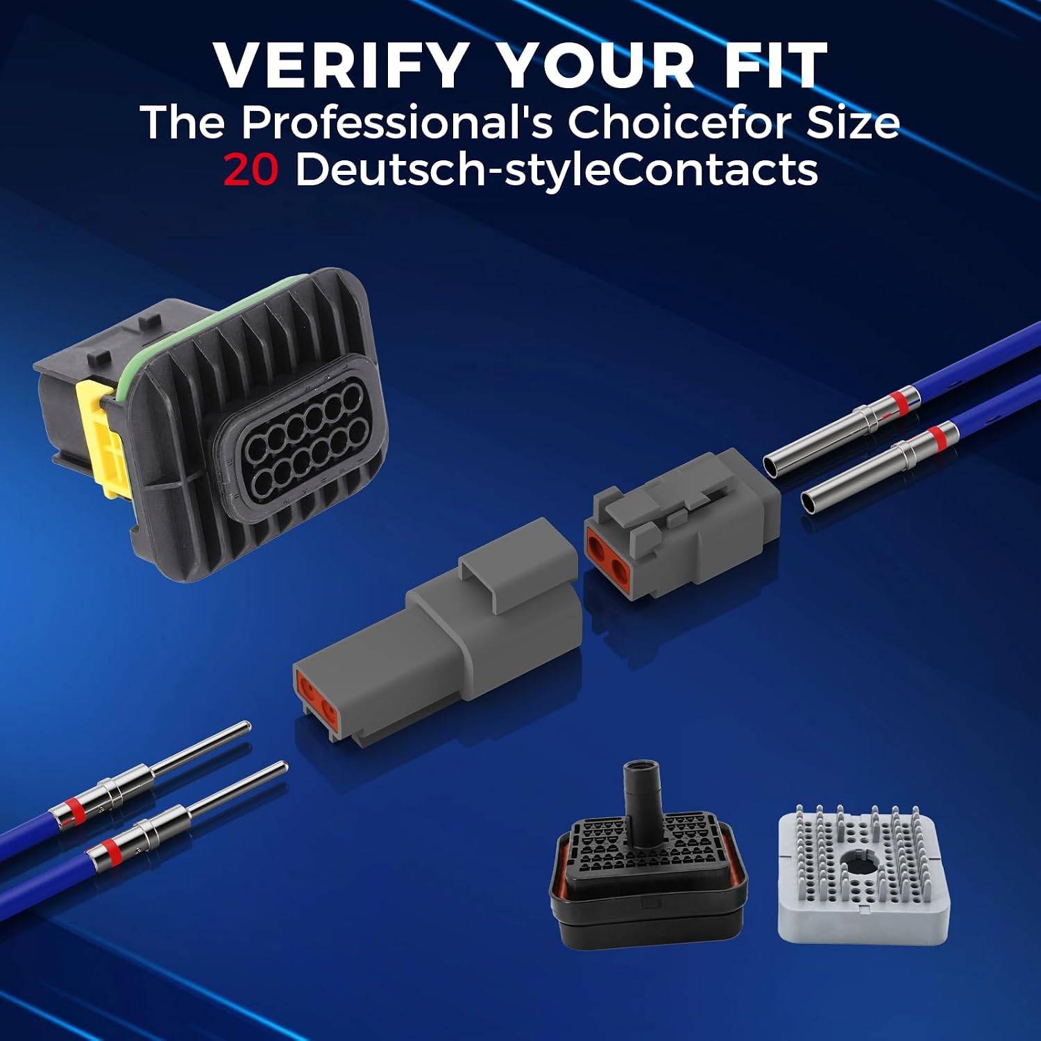 Deutsch Pin Solid Kit, 200pcs 12#/16#/20# Nickel-Plated Terminal Pins and Support Wire Guage12-22AWG, Compatible with DT/DTM/DTP/HD for Connectors for Automotive Marine Industrial.