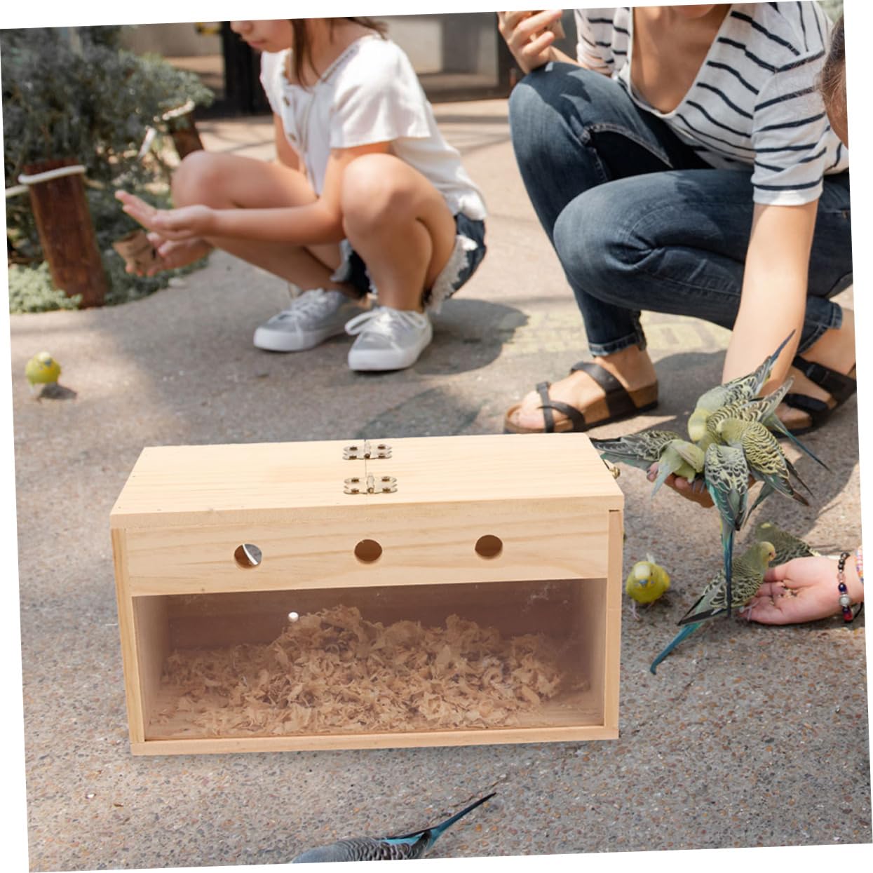 Housoutil Casetta per Uccelli in Legno, Scatola per Allevamento, Beige | Parrocchetti e Cocorite, Design Pratico Rifugio Caldo, Facile da Pulire per Uso Esterno