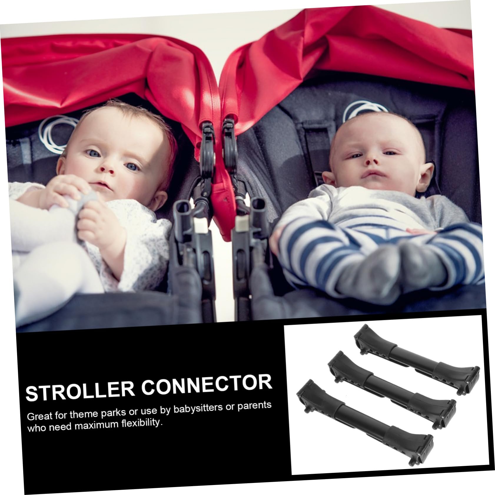 3stücke Doppelkinderwagenverbinder Aus Aluminium Kompatibel Verstellbare Clips Für Verschiedene Breiten Sicherer Anschluss Für Zwei Kinderwagen