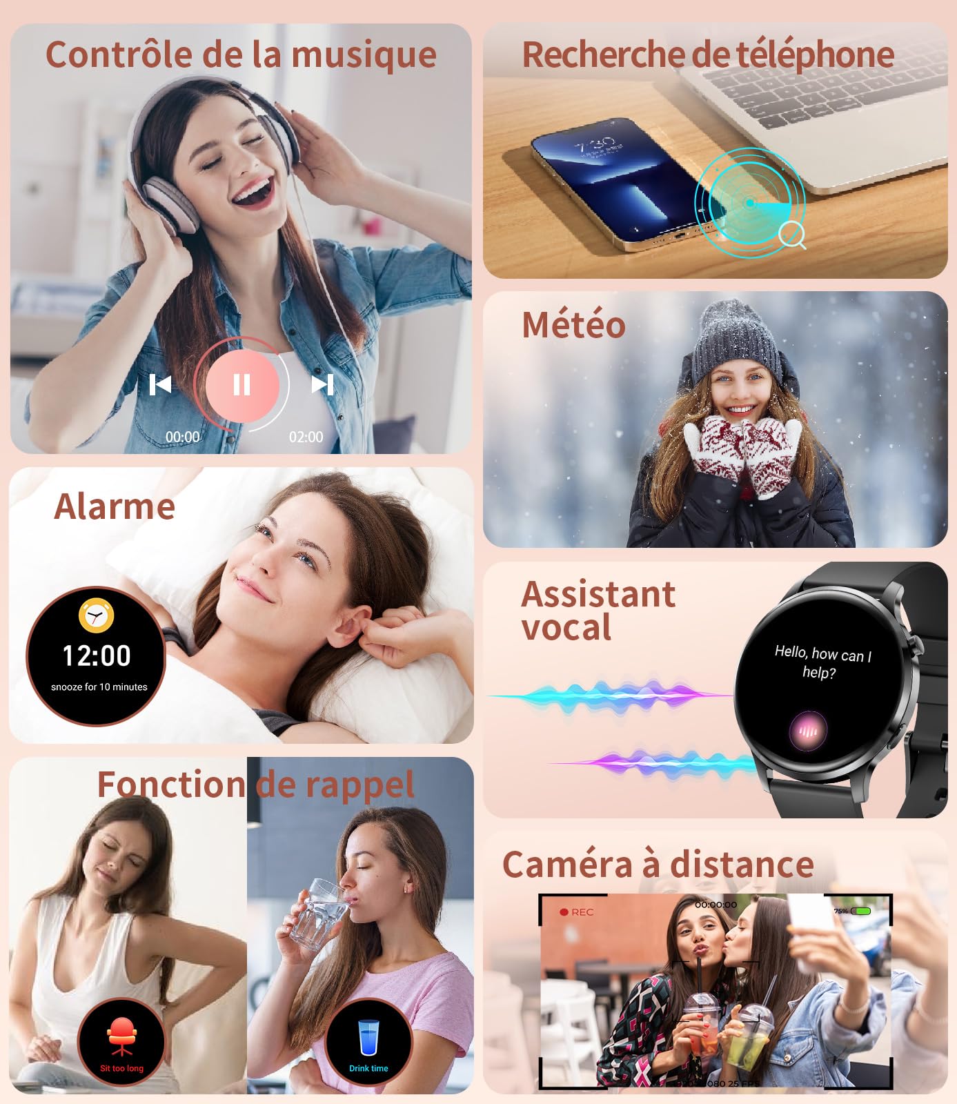 Montre Connectée Femme Smartwatch Sport: 1.32" AMOLED Smartwatch avec Appel Bluetooth, 110 Modes Sportifs, Santé Au Féminin/Fréquence Cardiaque/Sommeil, IP68 Fitness Montre Femmes pour iOS Android