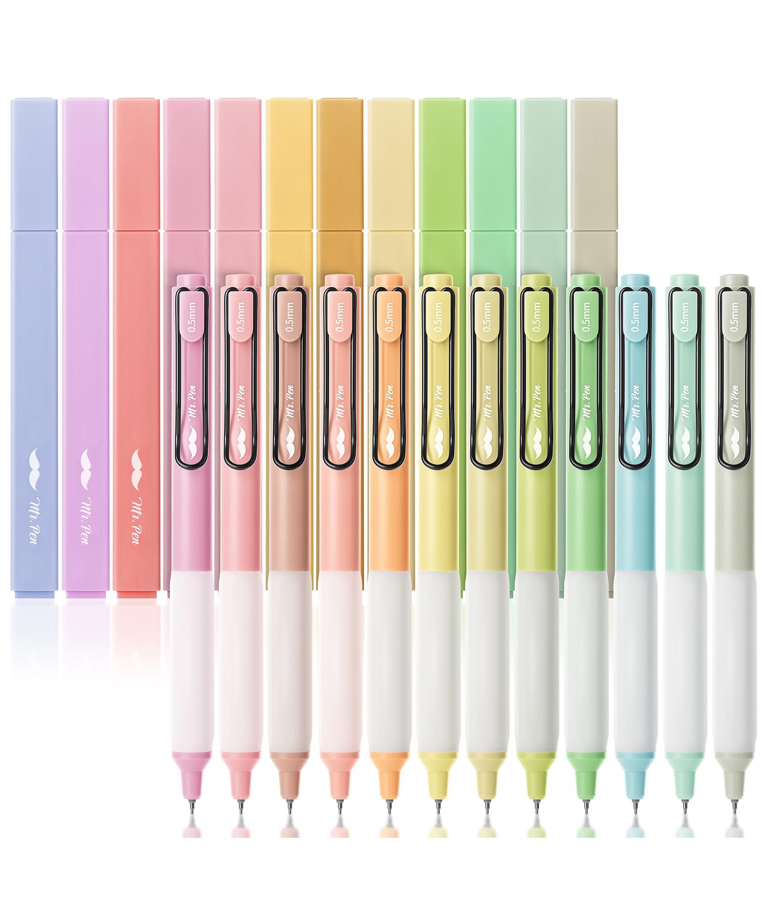 Aesthetic Highlighters and Gel Pens, 24 Pack, Assorted Color Bible Highlighters No Bleed, Black Ink Gel Pens, Highlighter Pens, No Bleed Highlighters for Bibles, Gel Pens