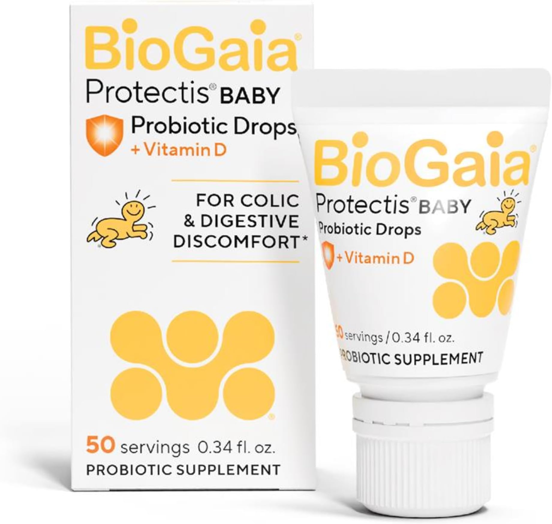 BioGaia Probiotics Drops With Vitamin D for Baby, Infants, Newborn and Kids Colic, Spit-Up, Constipation and Digestive Comfort, 1 Pediatrician Recommended Probiotic for Colic, 10 ML, 0.34 oz, 1 Pack