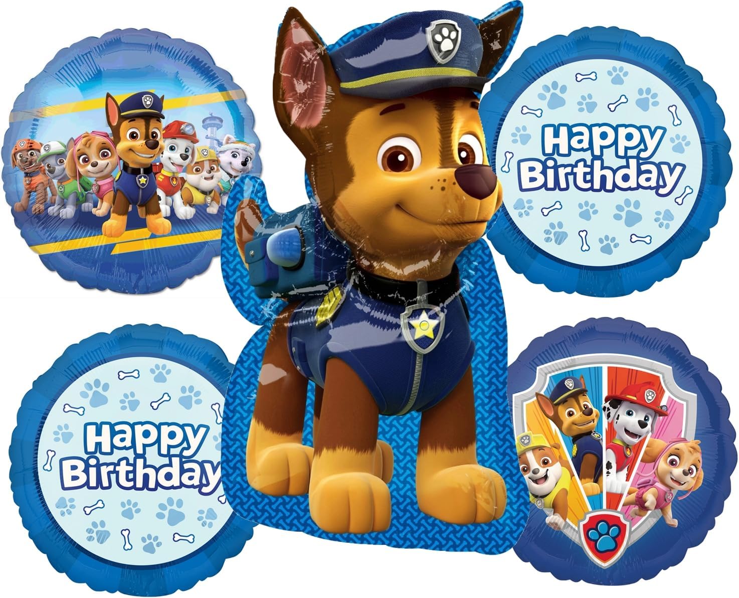 Anagram Paw Pups on Patrol Birthday Party Supplies Chase and friends Marshall Rubble Skye and Everest Balloon Bouquet Decorations