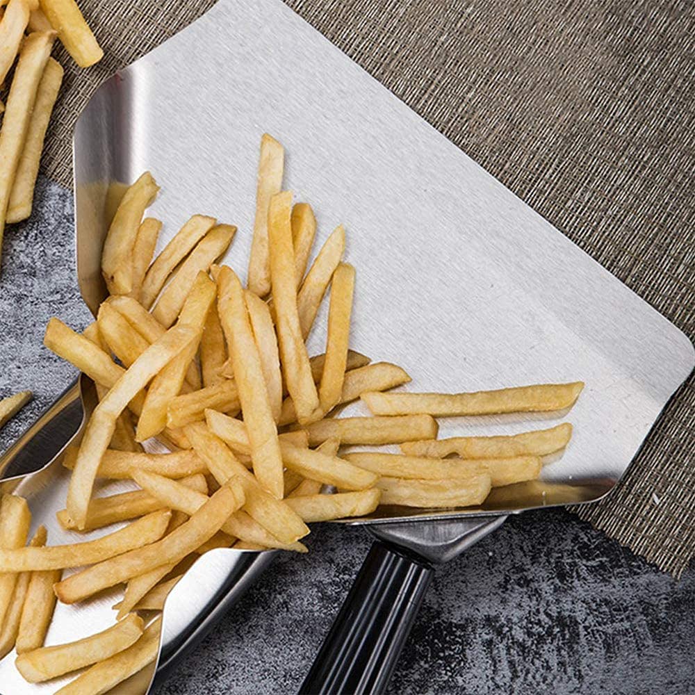 Pala per patatine fritte ANCLLO,Scooper per frittare in acciaio inox,Scoop francese in acciaio inox con doppie maniglie,Bagger frittura francese con manico destro