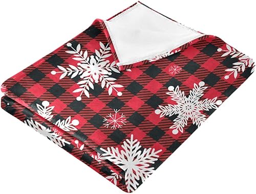 Miniatura 2 de Snowflakes on A Buffalo - Manta de franela de lana de Navidad a cuadros, cálida y ultrasuave, manta para sofá de vacaciones, 50 x 60 pulgadas, para