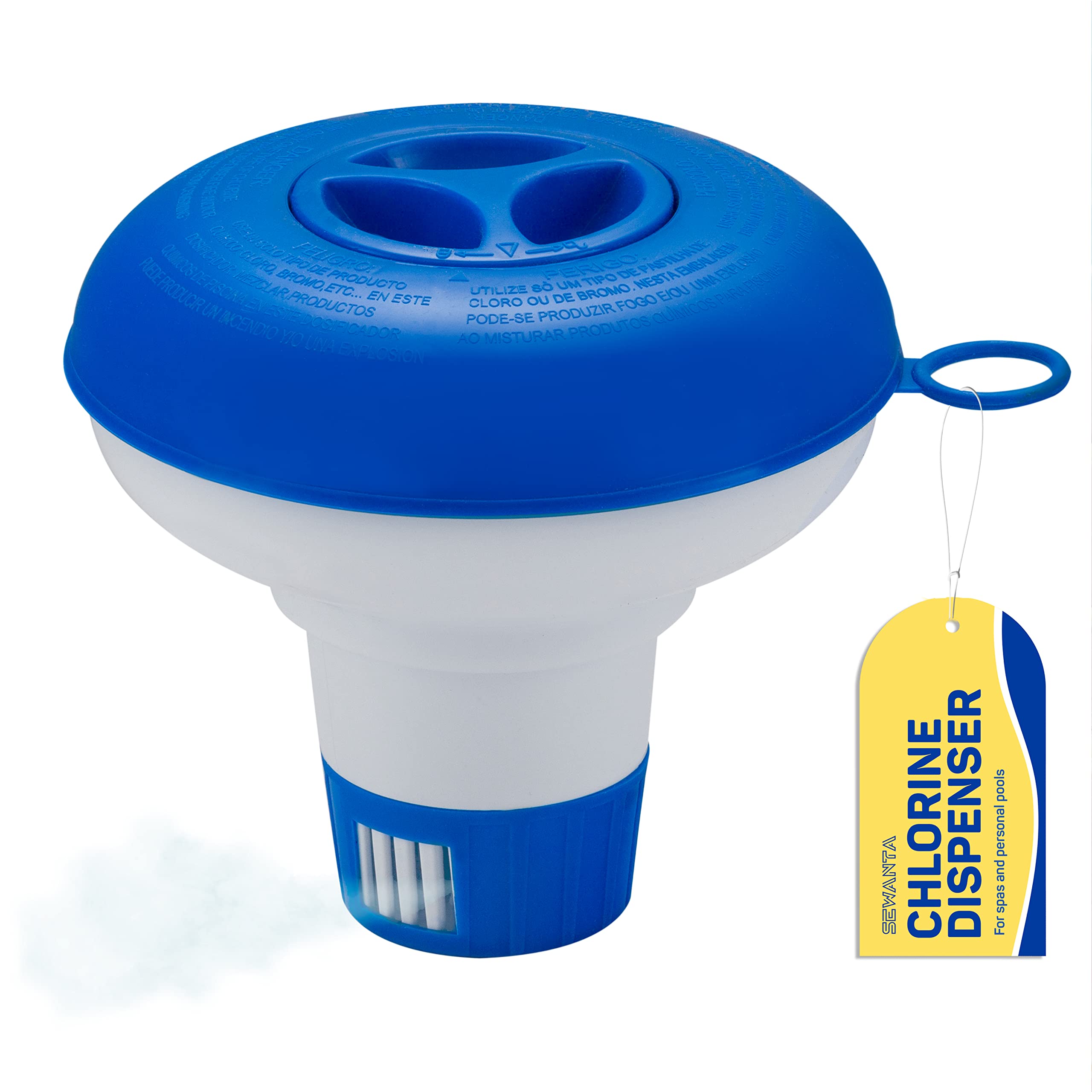 Floating Chlorine Dispenser for Spas and Personal Pools, Fits 1" Tablets - Mini Pool Chlorine Floater with Adjustable Flow Vents Balanced Chemical