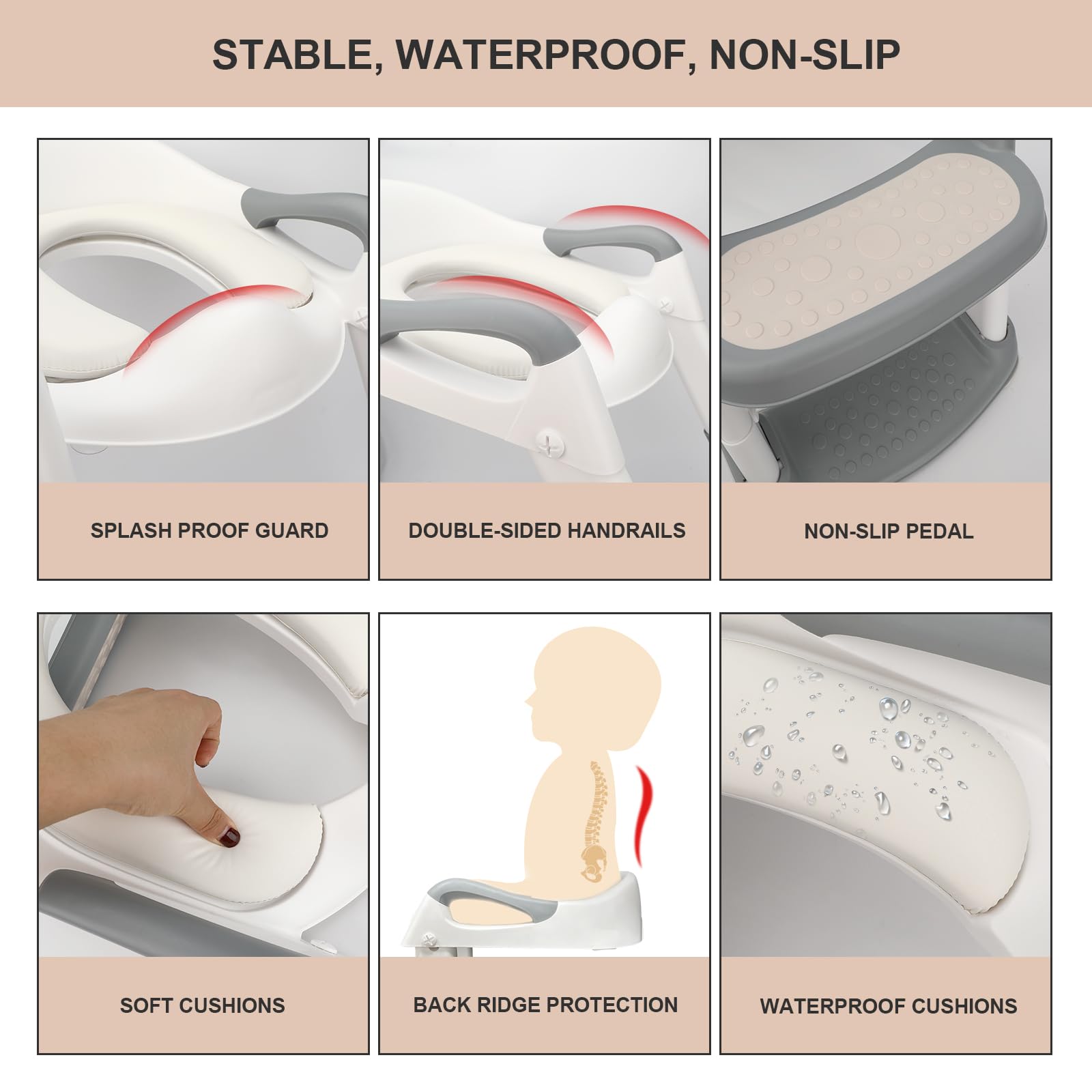Royouzi Réducteur Toilette Enfant, Toilette Pot WC Bebe Enfant, Réducteur WC Enfant, Bébé de Siege Reducteur avec Marche, Rehausseur Chaise Réducteur Toilettes, Pliable Petit Enfants Siège