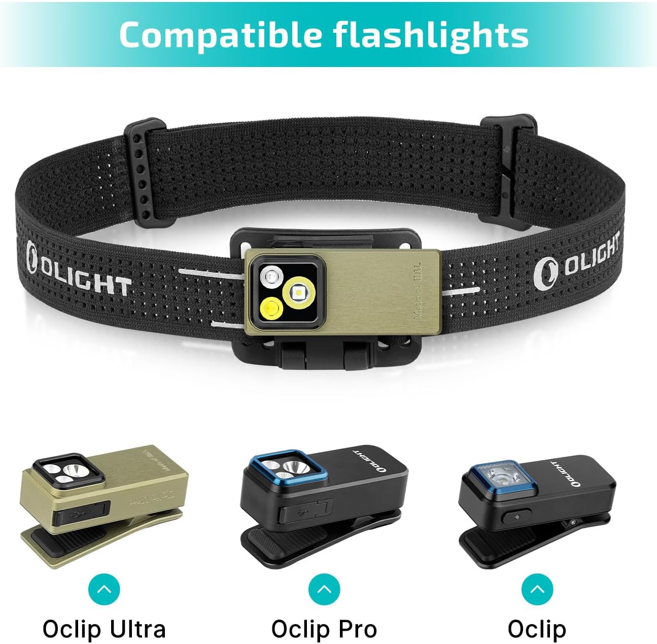 Compatible OLIGHT Oclip series flashlights with headlamp పట్టీ