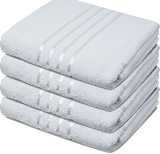 Towelogy® Luxury Bath Sheets 100% Organic Egyptian Cotton Jumbo Large Extra Absorbent Bathroom Towel Sets 500 GSM (Pack of 4, White)