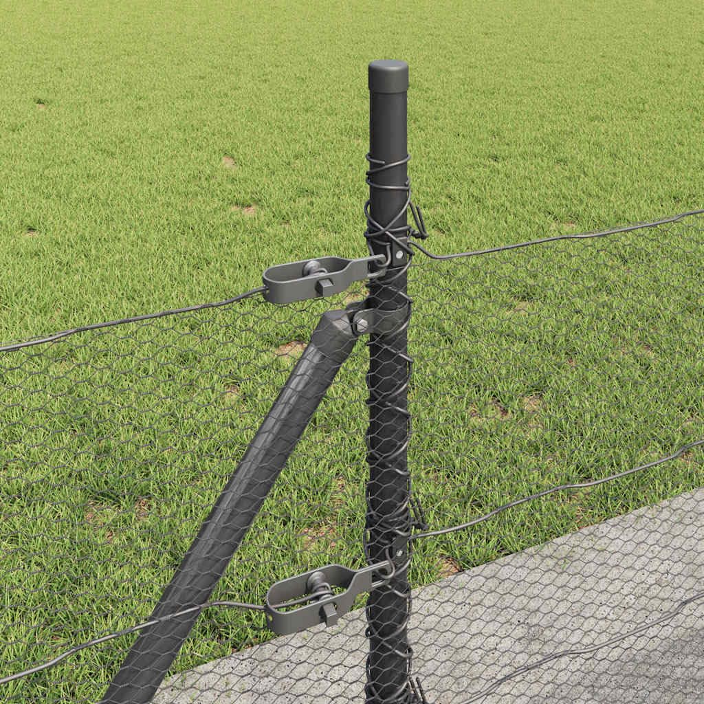 Postes de valla gris de 100 cm, de acero gris con revestimiento de PVC