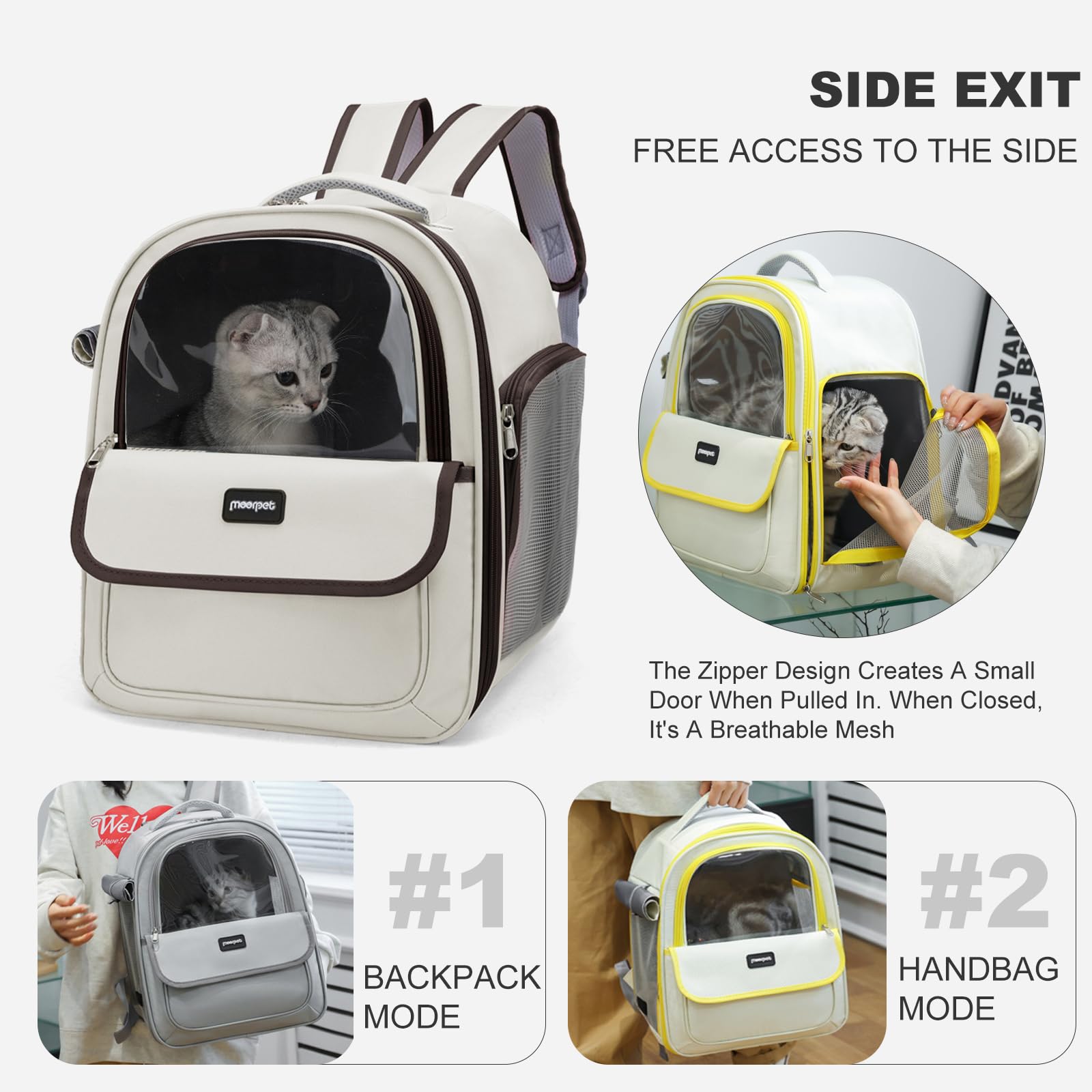 PETCUTE Sac de Transport Chiens et Chats,Sac à Dos en Maille pour Animaux Pliable et Respirant,Spacieux Sac a Dos de Transport Chat avec Matelas en Peluche Amovible,Bandoulière Réglable pour Voyage
