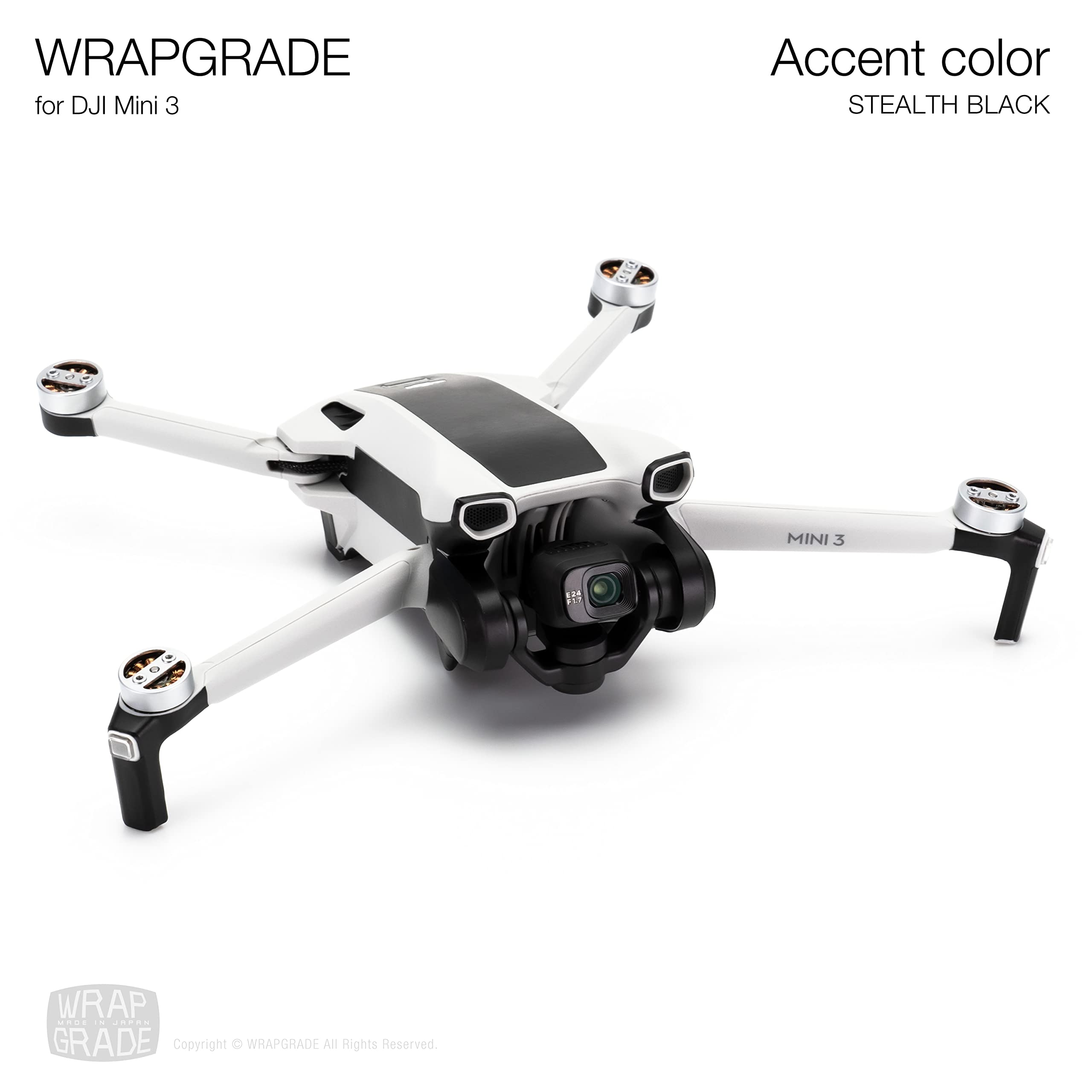 WRAPGRADE Skin Stickers Compatible with DJI Mini 3, Stealth Black - Image 2