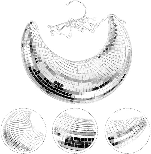 Miniatura 8 de Uonlytech Decoración de pared de luna de estilo moderno, decoración de bola de discoteca, colgante reflectante, decoración del hogar, arte de pared