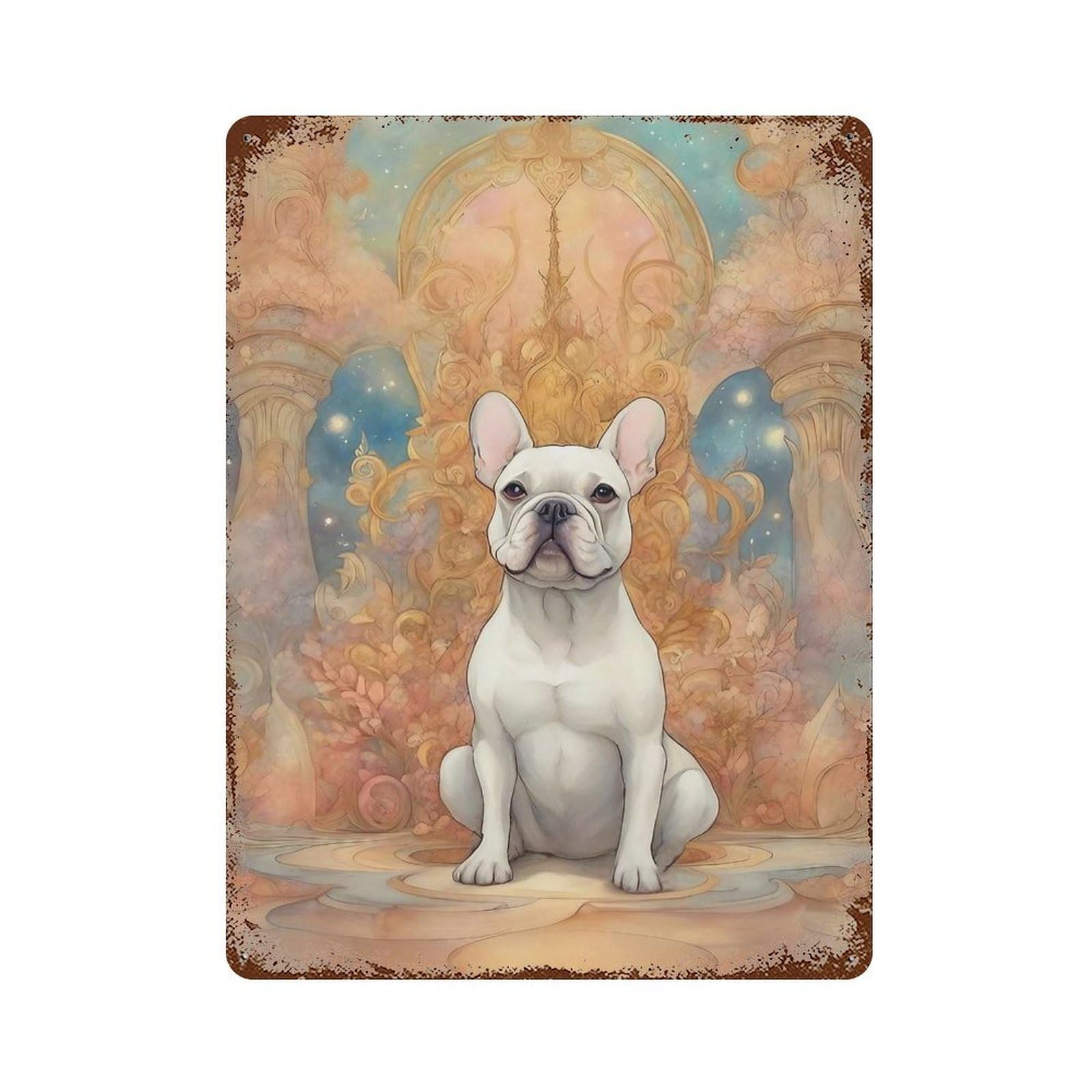 Rust Effect Dog00035 Weathered Tin Sign 15.7"x11.8", Shabby Chic Decor for Cafe, Home Bar And Lounge Decor