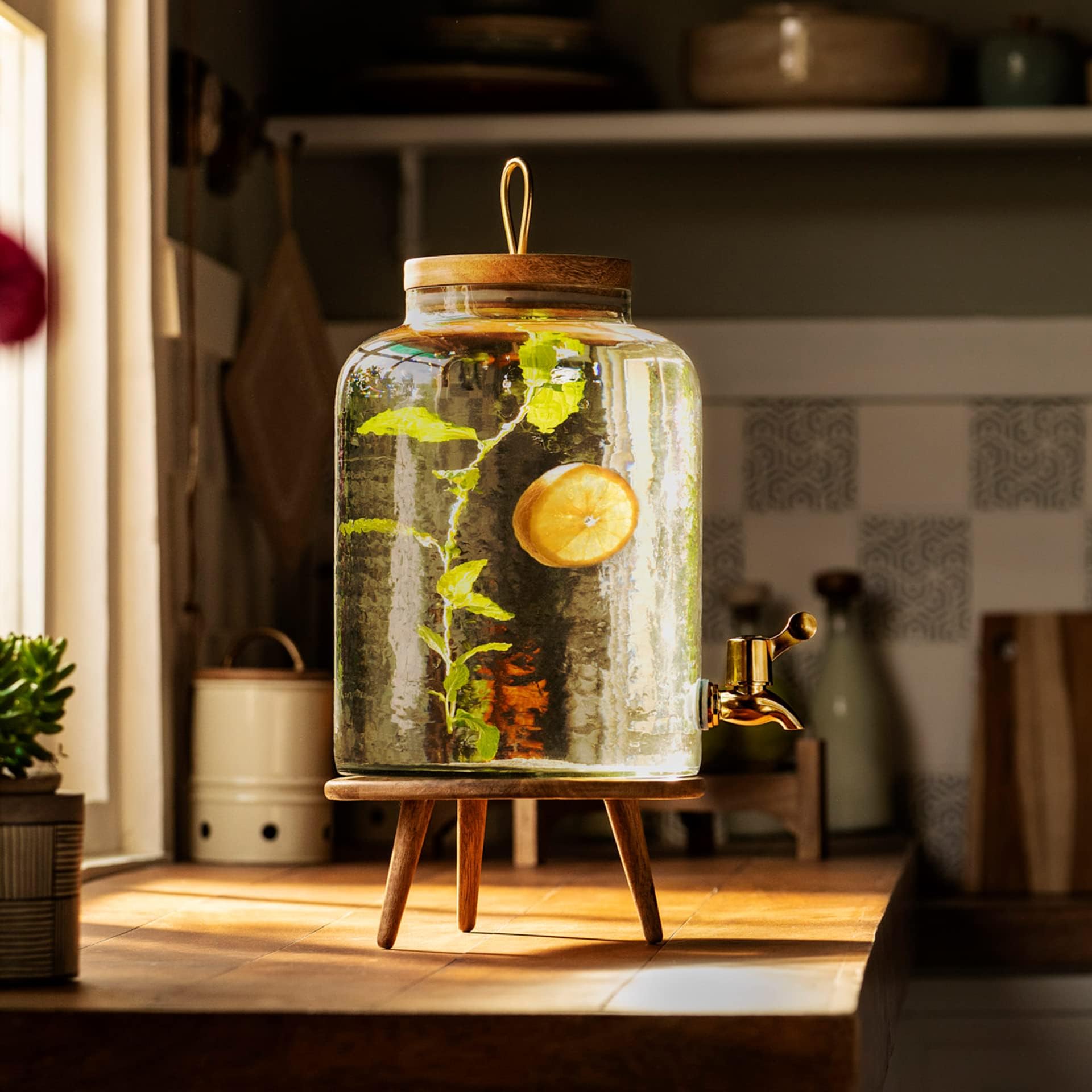 EllementryGstea1905 Glass Water Dispenser - 6.8L, Transparent, 6.80 liter